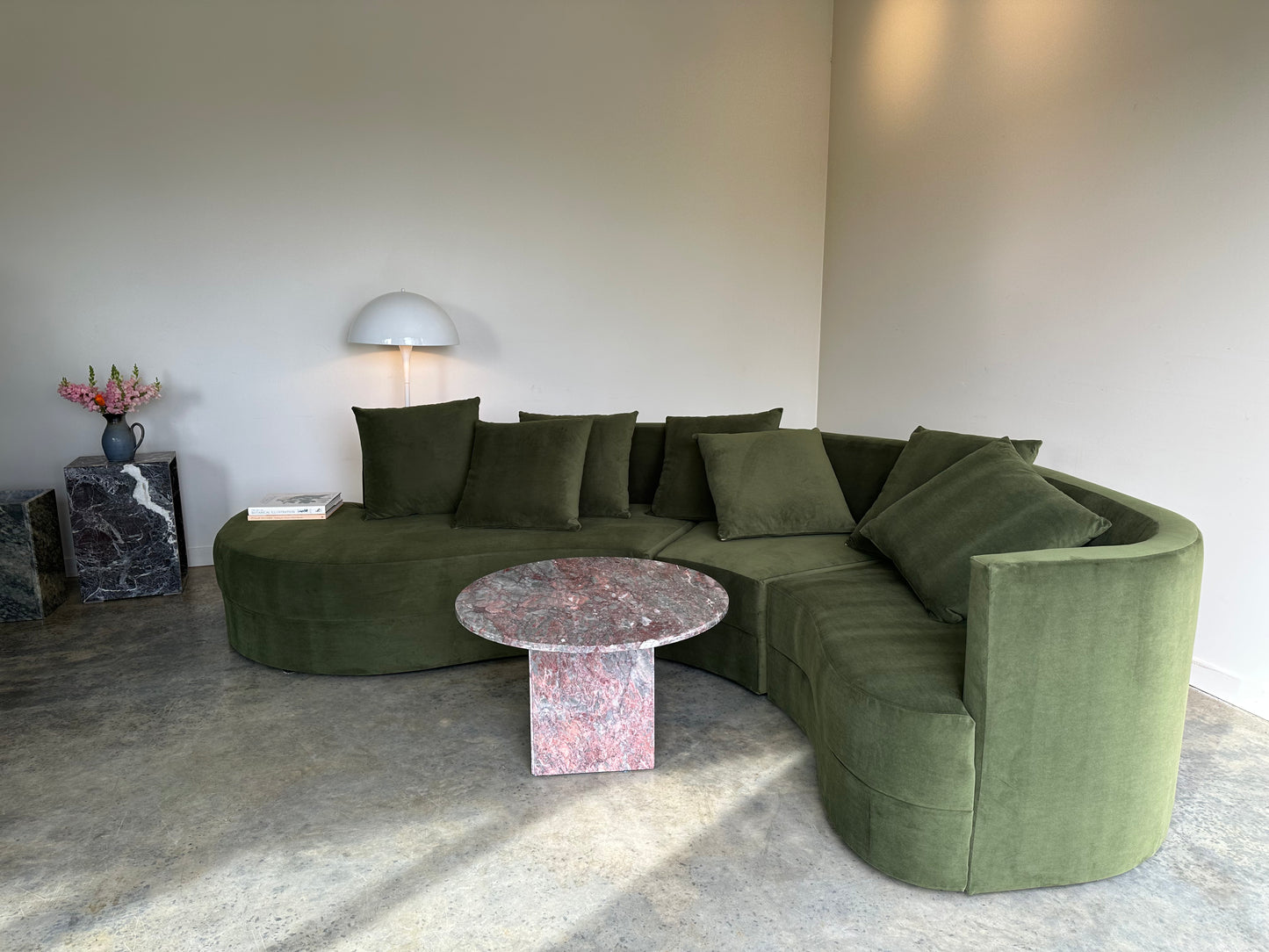 Large Modular Serpentine Sofa - Green Velvet