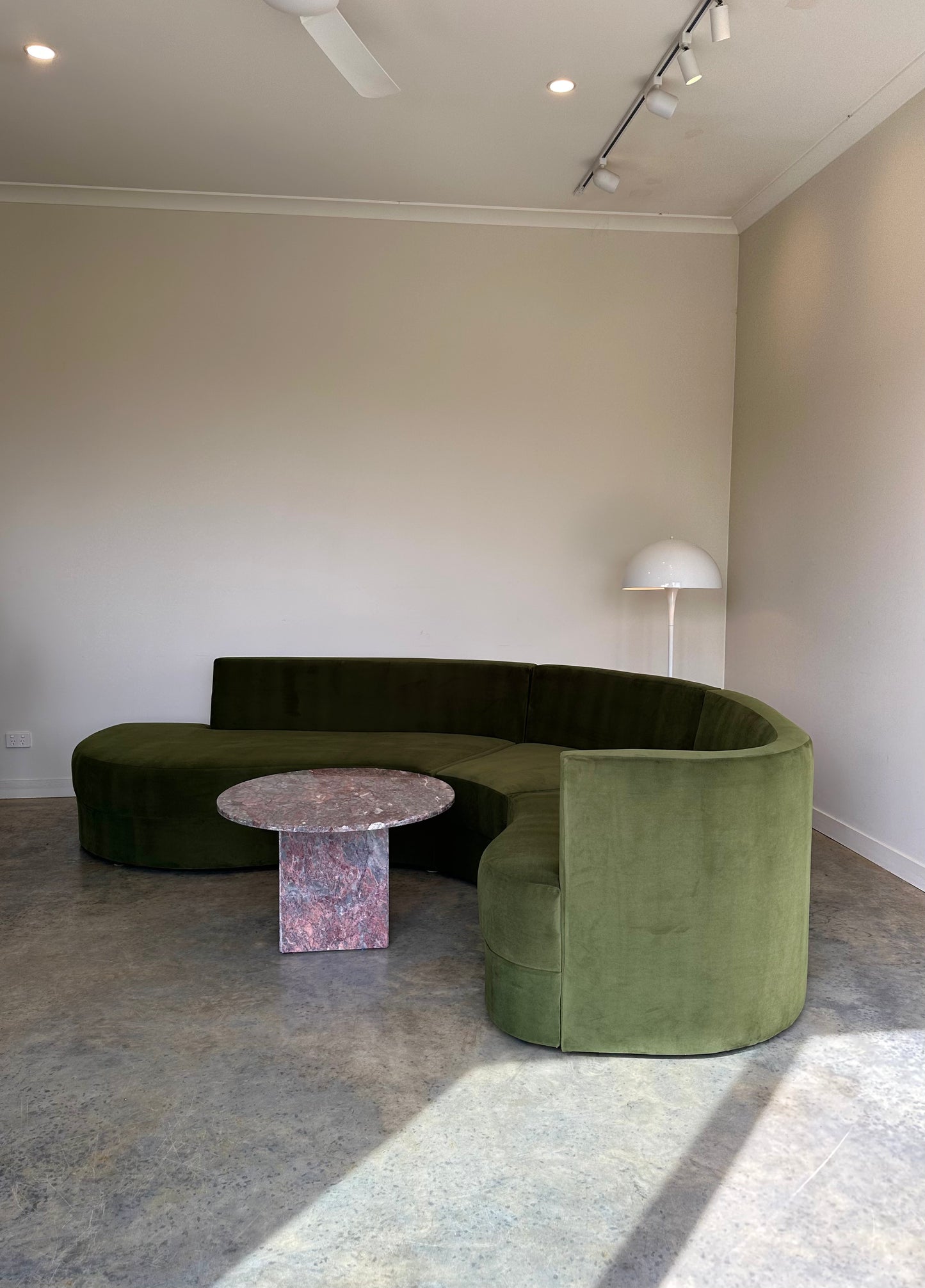 Large Modular Serpentine Sofa - Green Velvet