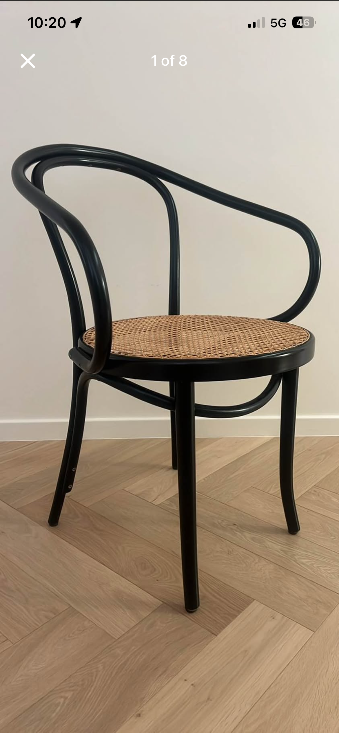 Set of 8 Thonet No. B9 Le Corbusier Cane Chairs - Black