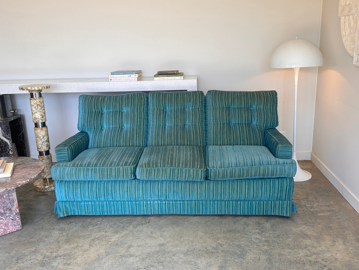 Vintage Blue / Green Striped Midcentury Sofa, 60’s