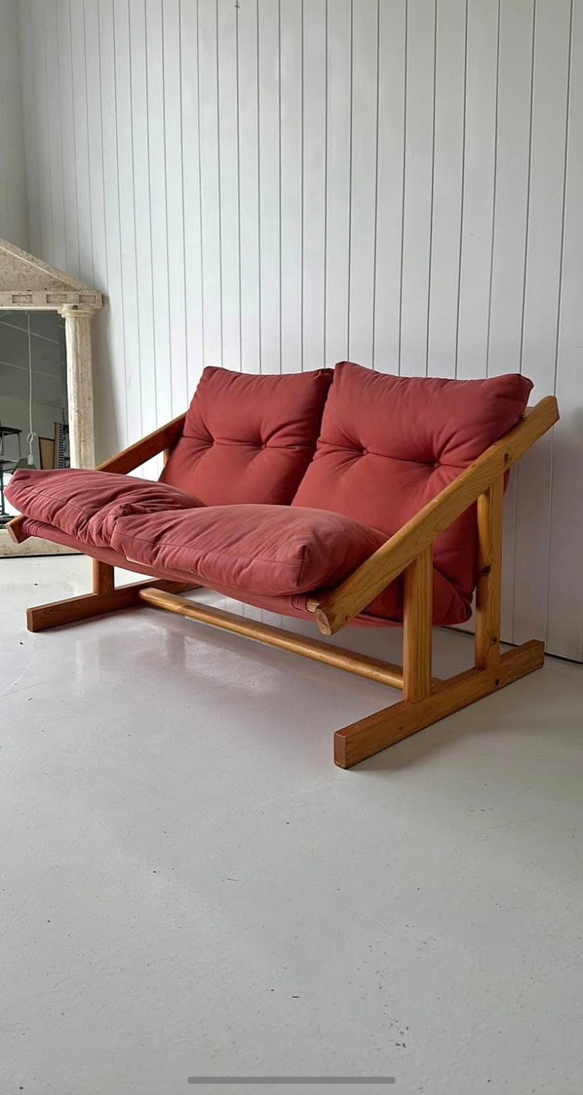 80’S Retro Pine Two Seater Sofa
