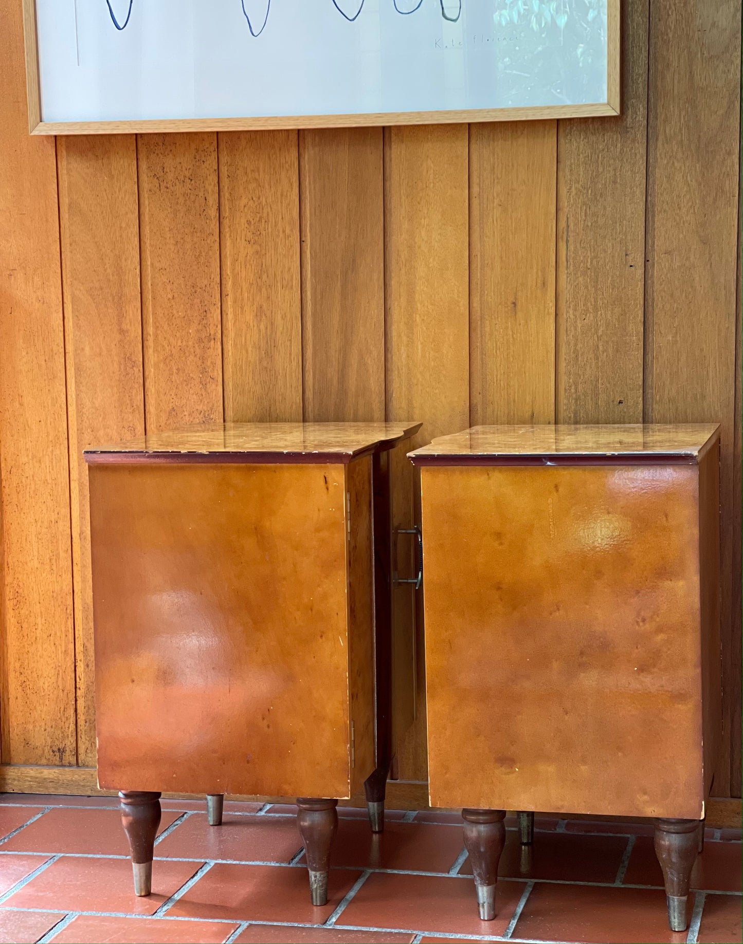 Pair of Burl Bedside Tables