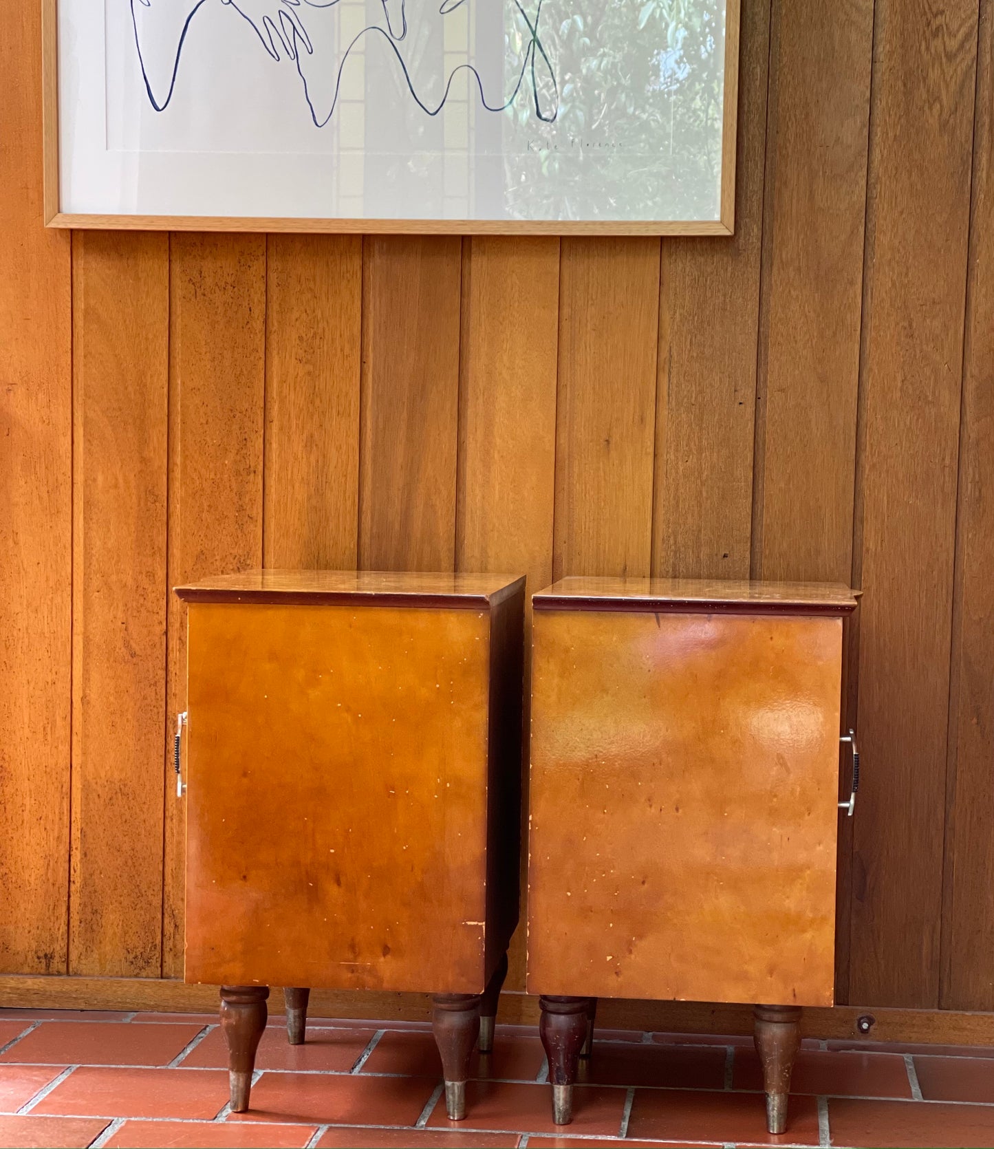 Pair of Burl Bedside Tables