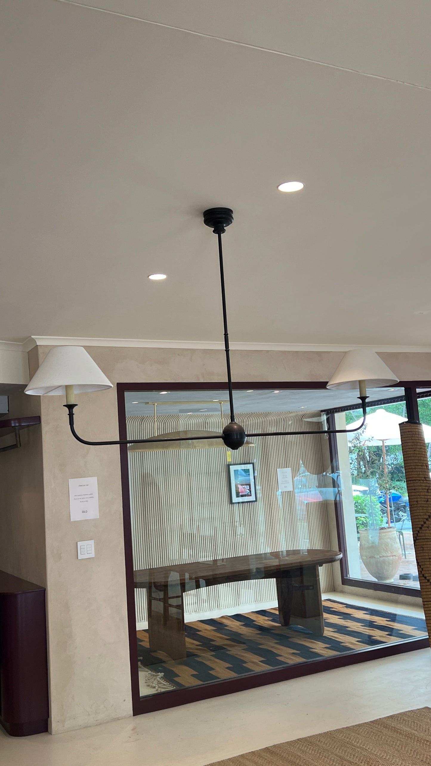 Piaf Large Linear Pendant in Aged Iron & Ebonized Oak