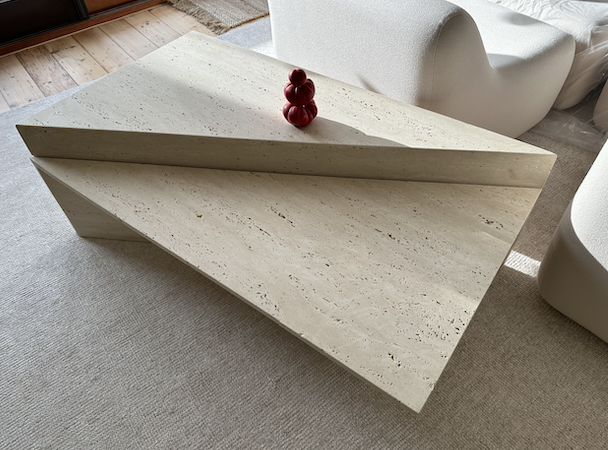 Vintage Travertine Split Level Coffee Table