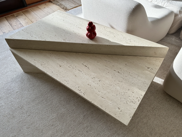 Vintage Travertine Split Level Coffee Table