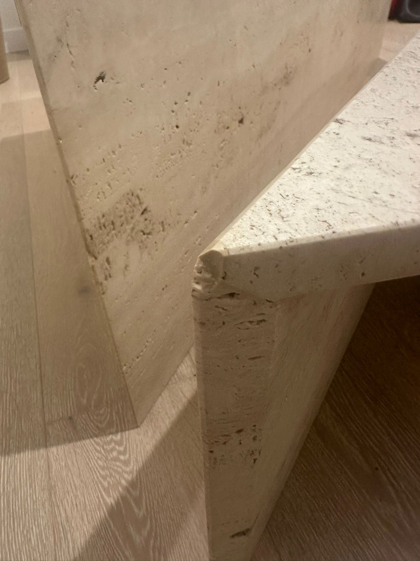 Vintage Split Level Unfilled Travertine Coffee Table