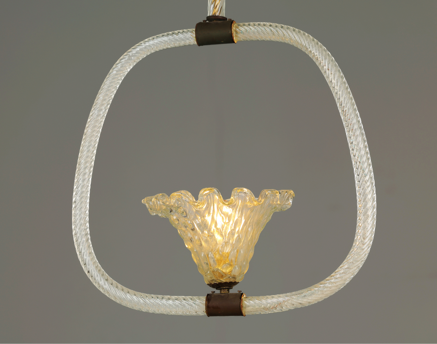 1940s Barovier Murano Glass Pendant - Frill Bowl
