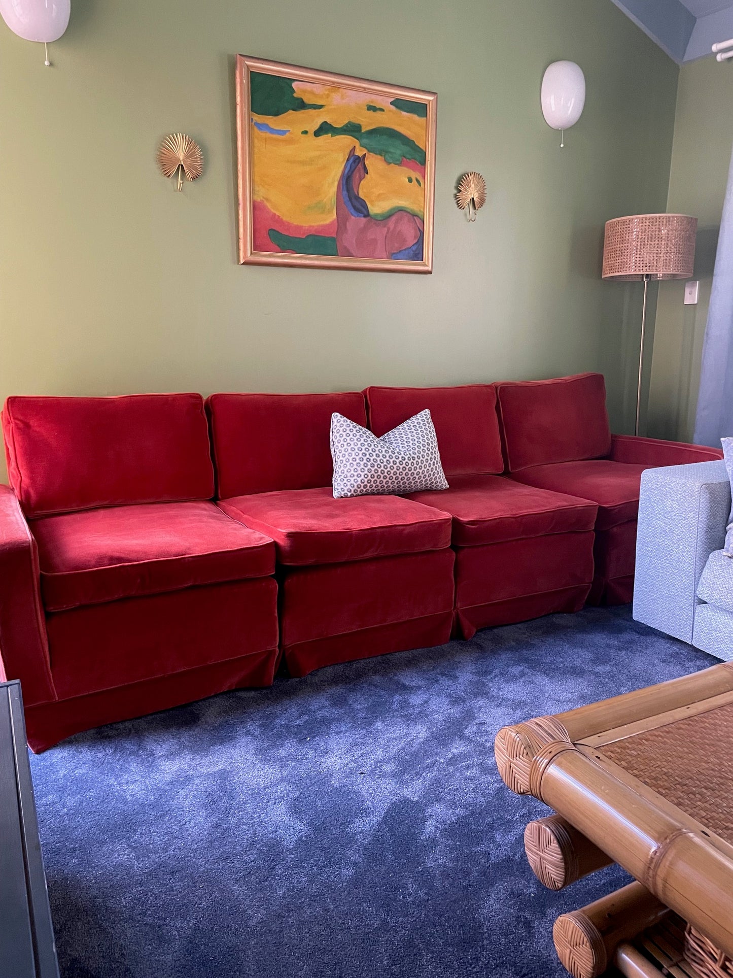 Burnt Orange Vintage Velvet Sofa