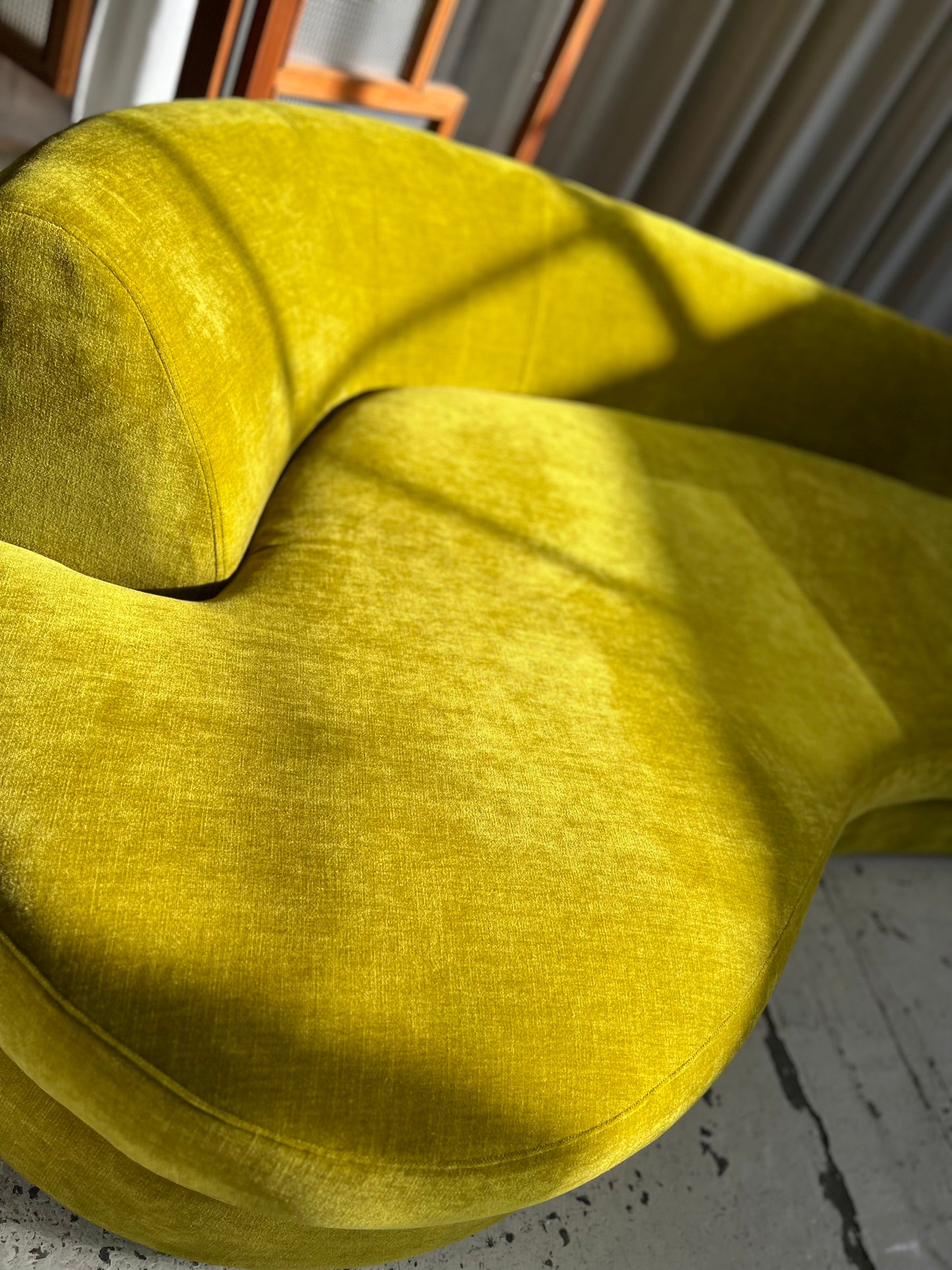 Bespoke Chartreuse Velvet Curved Modular Sofa
