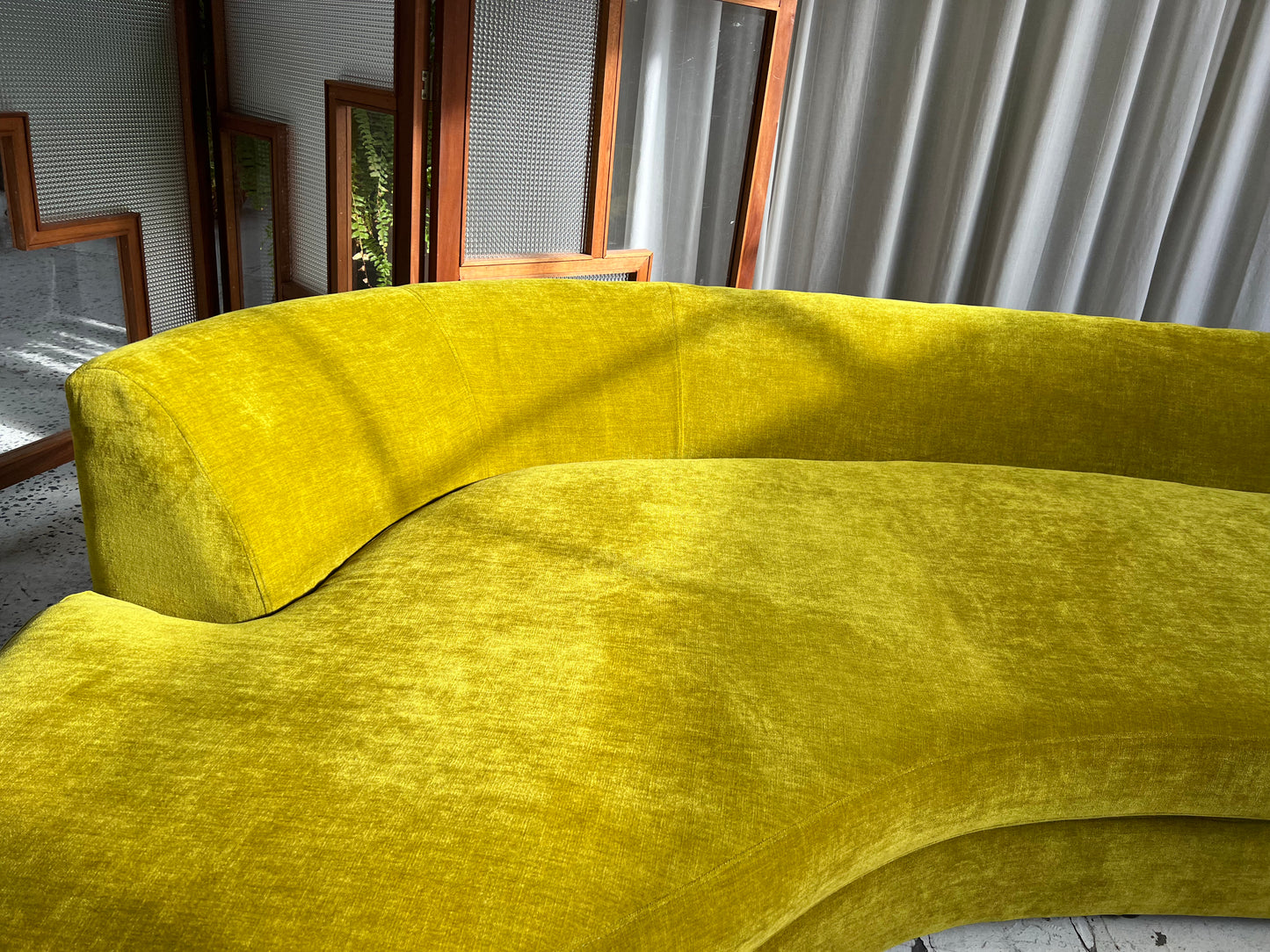 Bespoke Chartreuse Velvet Curved Modular Sofa