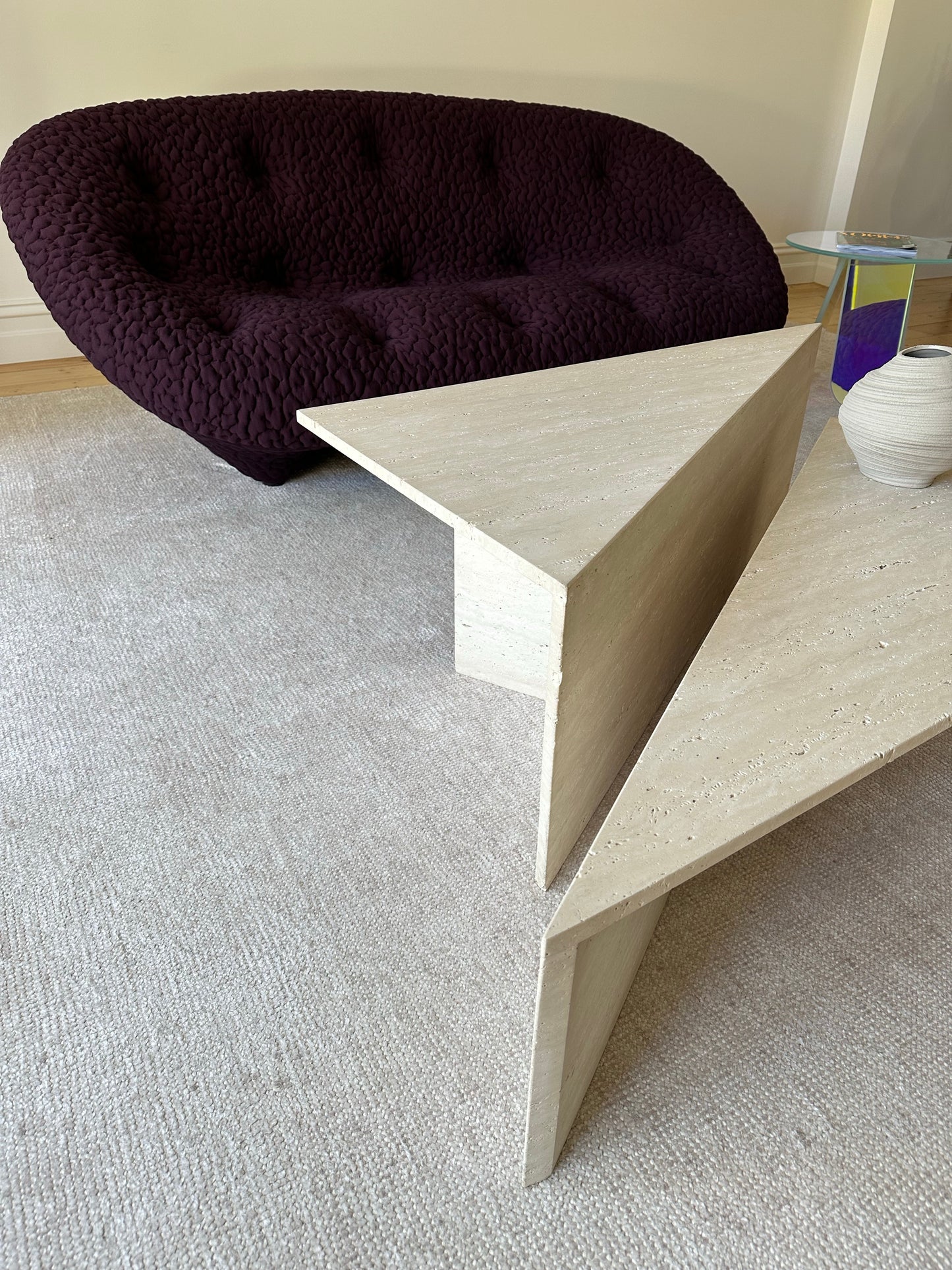 Vintage Travertine Split Level Coffee Table