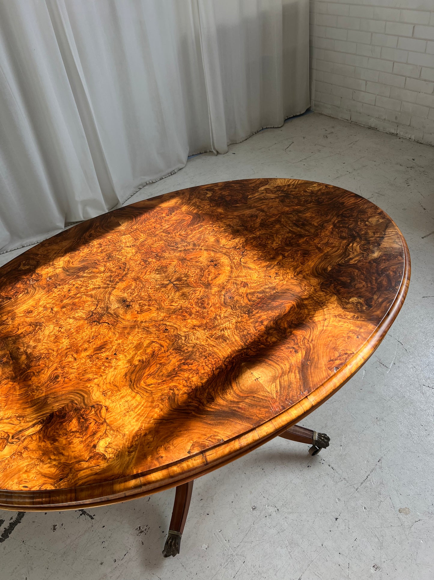 On Hold - Restored Walnut Burl Wood Antique Table
