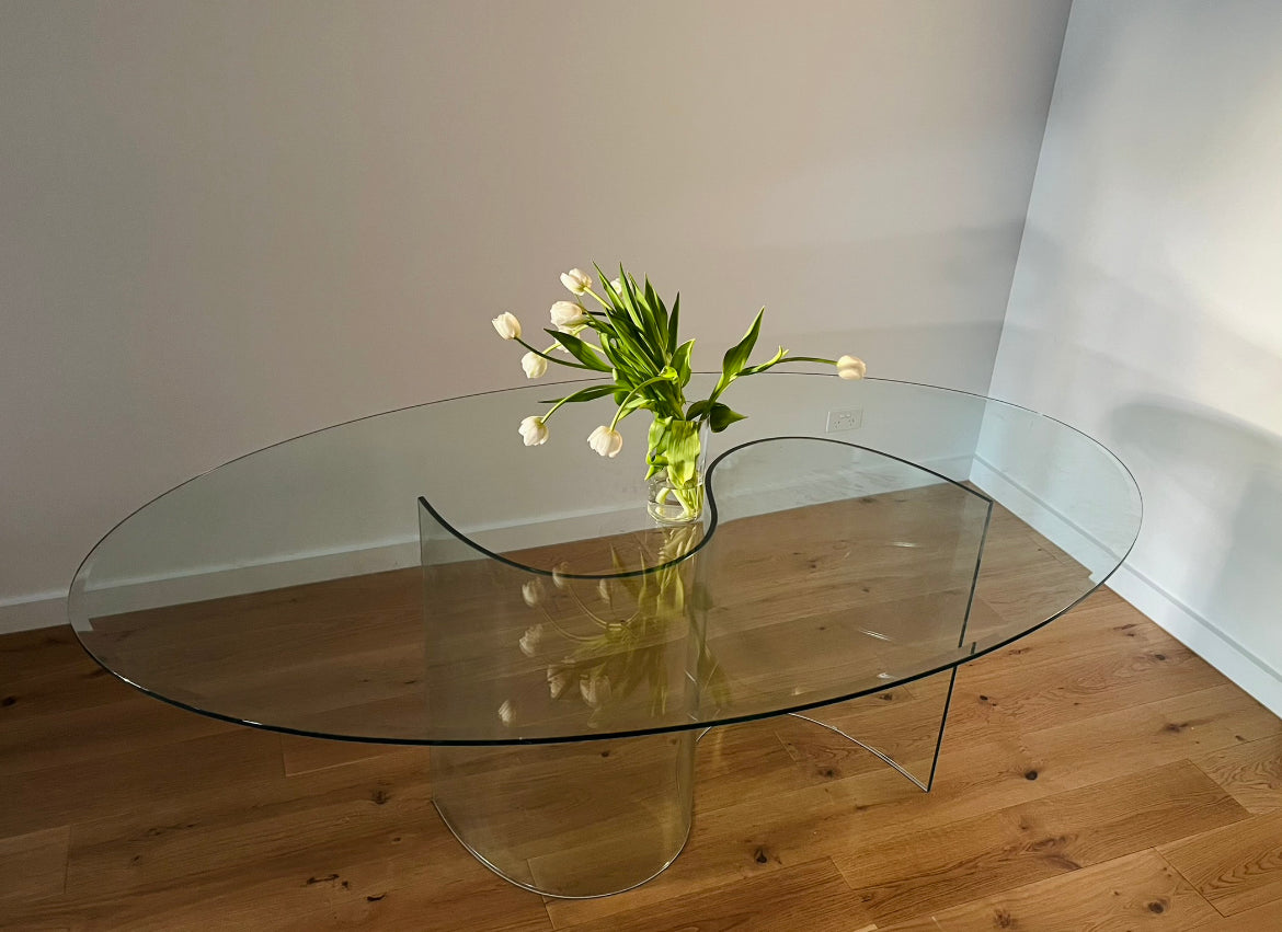 - Glass Wave Base Dining Table