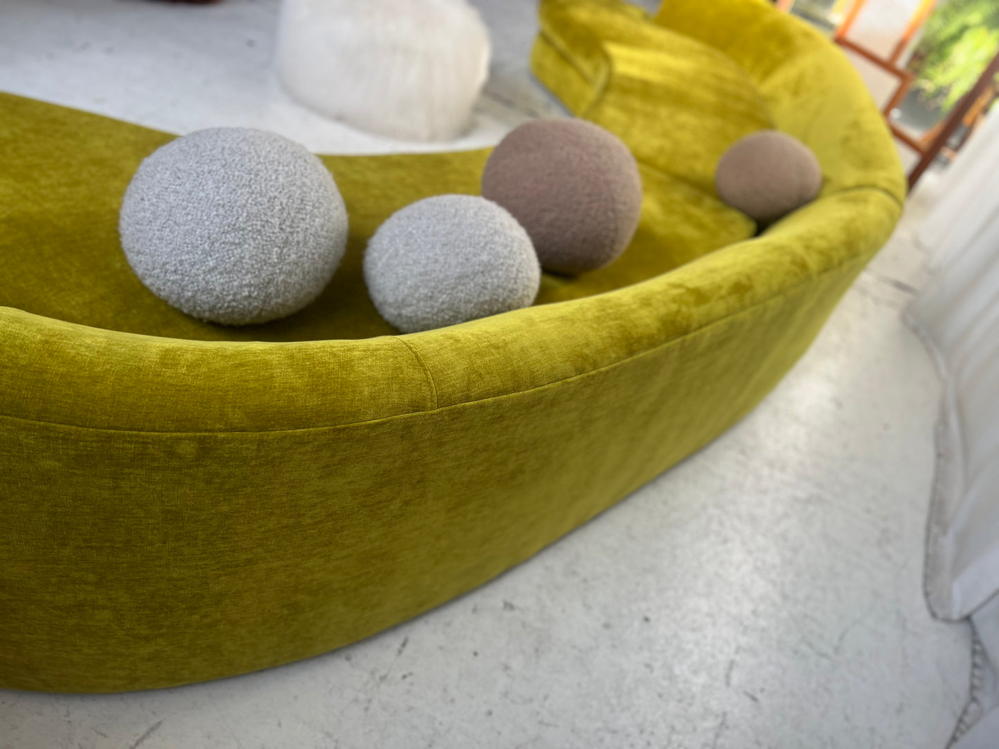 Bespoke Chartreuse Velvet Curved Modular Sofa