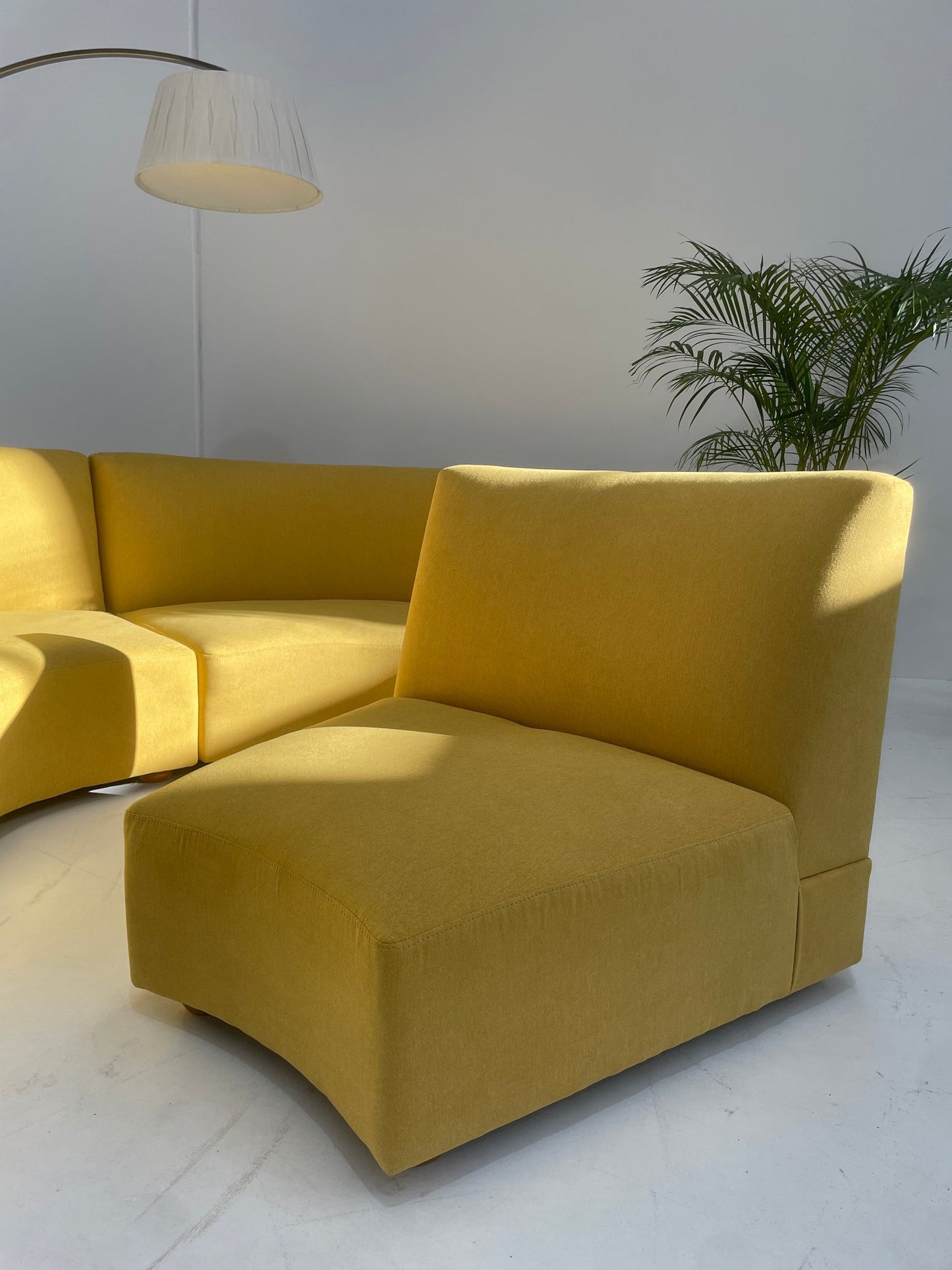 Curved Large Three-Piece Yellow Sofa Set