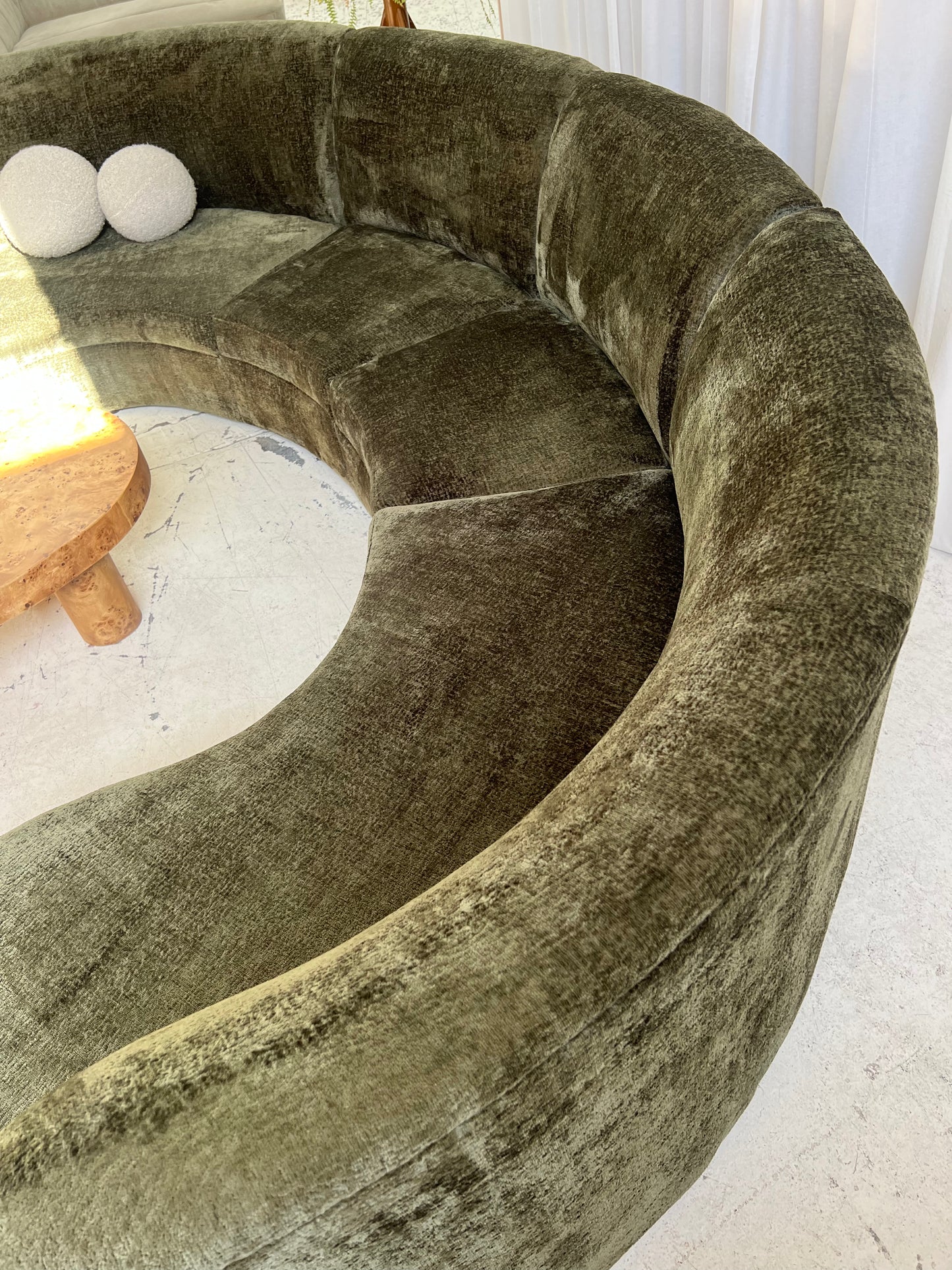 - Bespoke Velvet Chenille Curved Modular Sofa