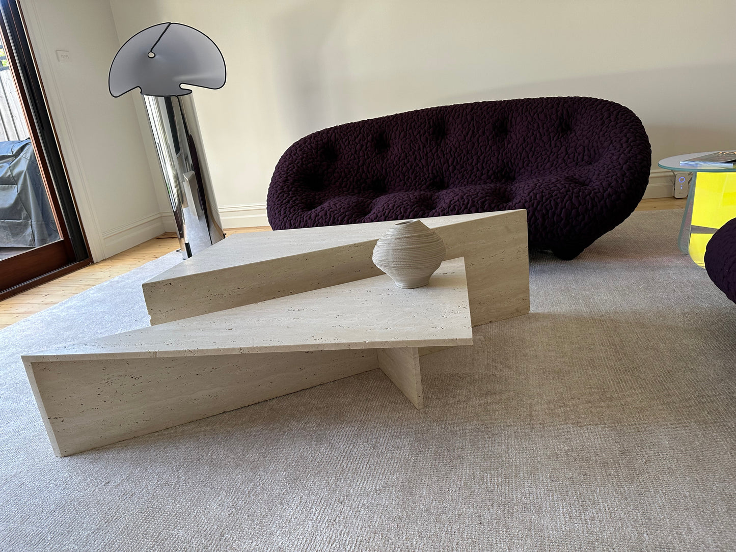 Vintage Travertine Split Level Coffee Table