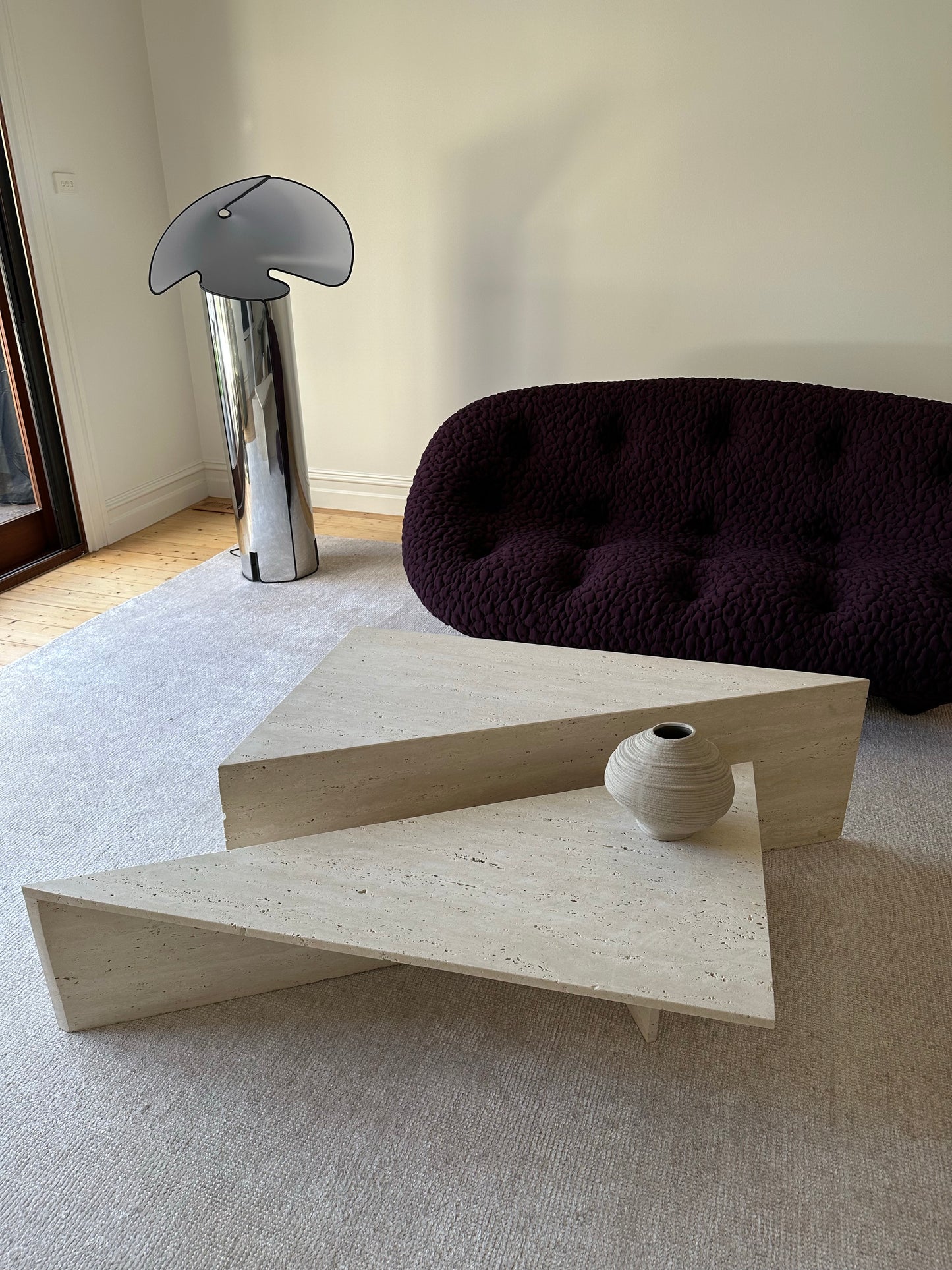 Vintage Travertine Split Level Coffee Table