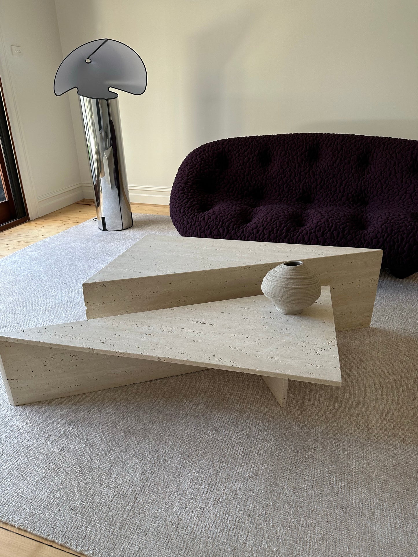 Vintage Travertine Split Level Coffee Table