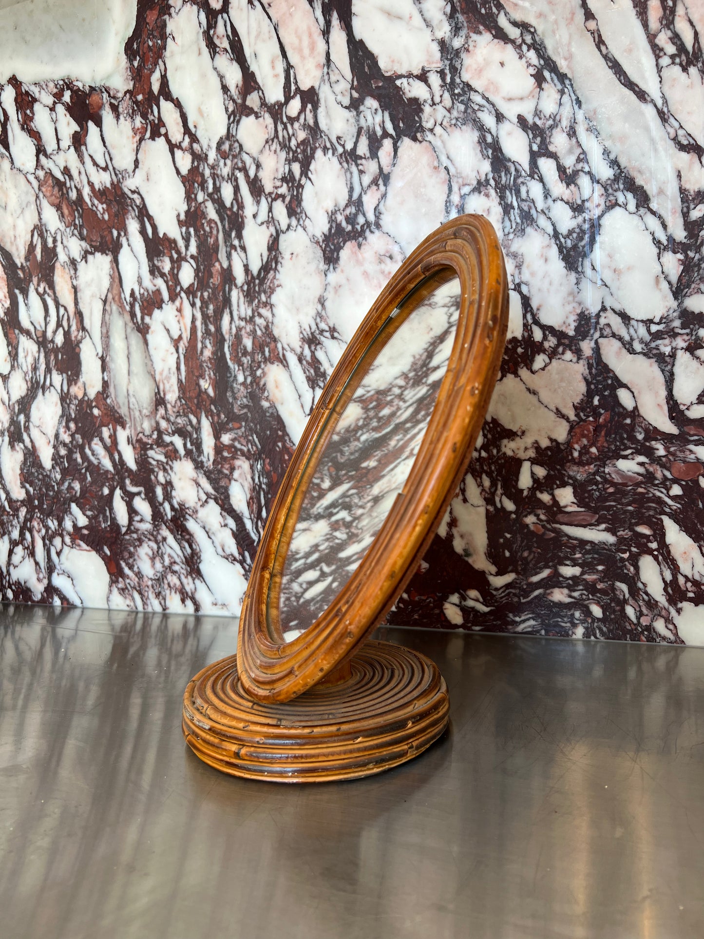 Mid Century Italian Bamboo Mirror