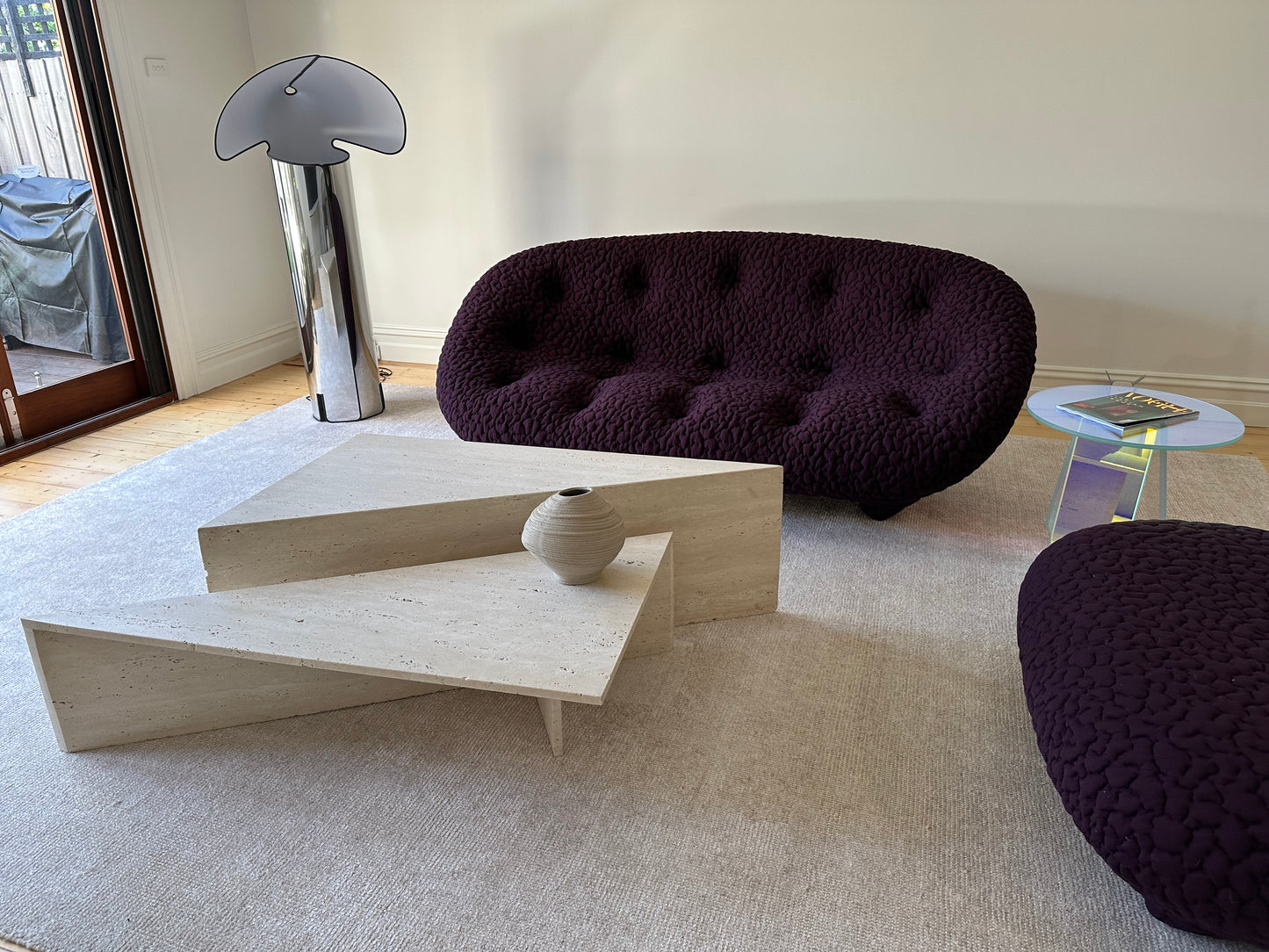 Vintage Travertine Split Level Coffee Table