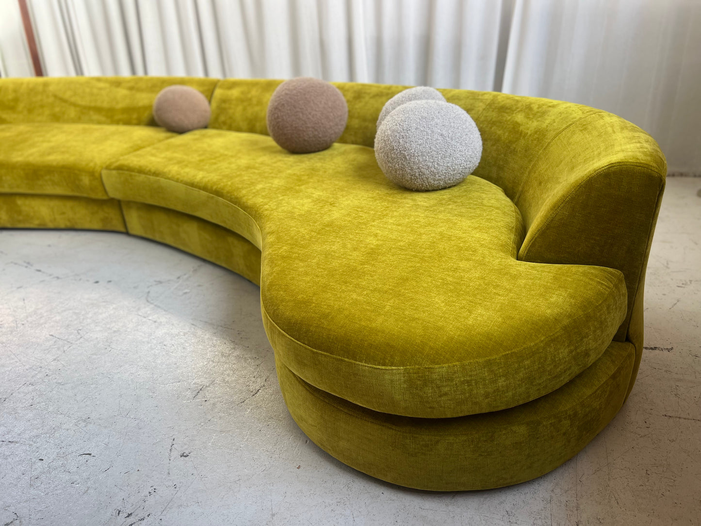 Bespoke Chartreuse Velvet Curved Modular Sofa