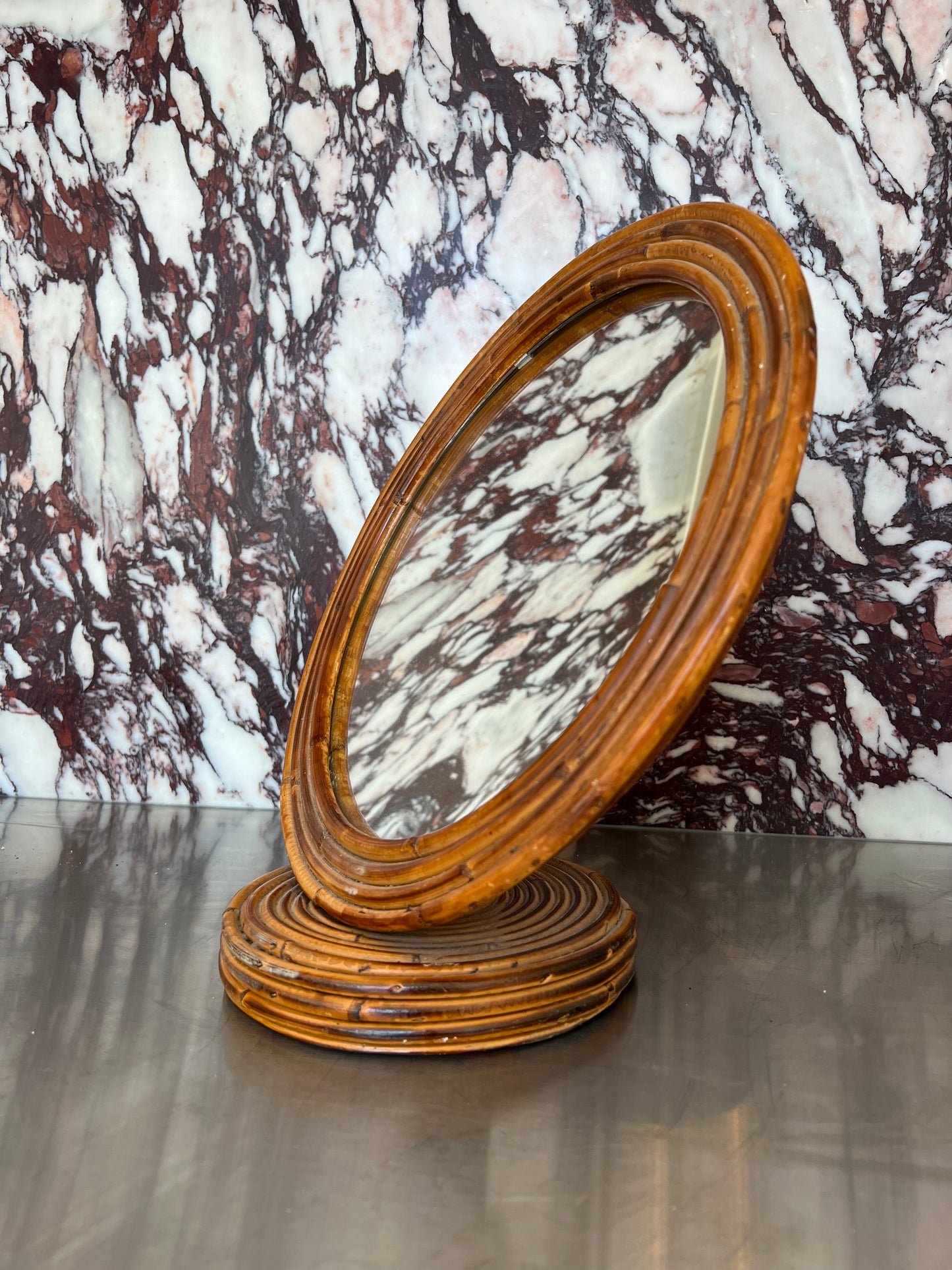 Mid Century Italian Bamboo Mirror