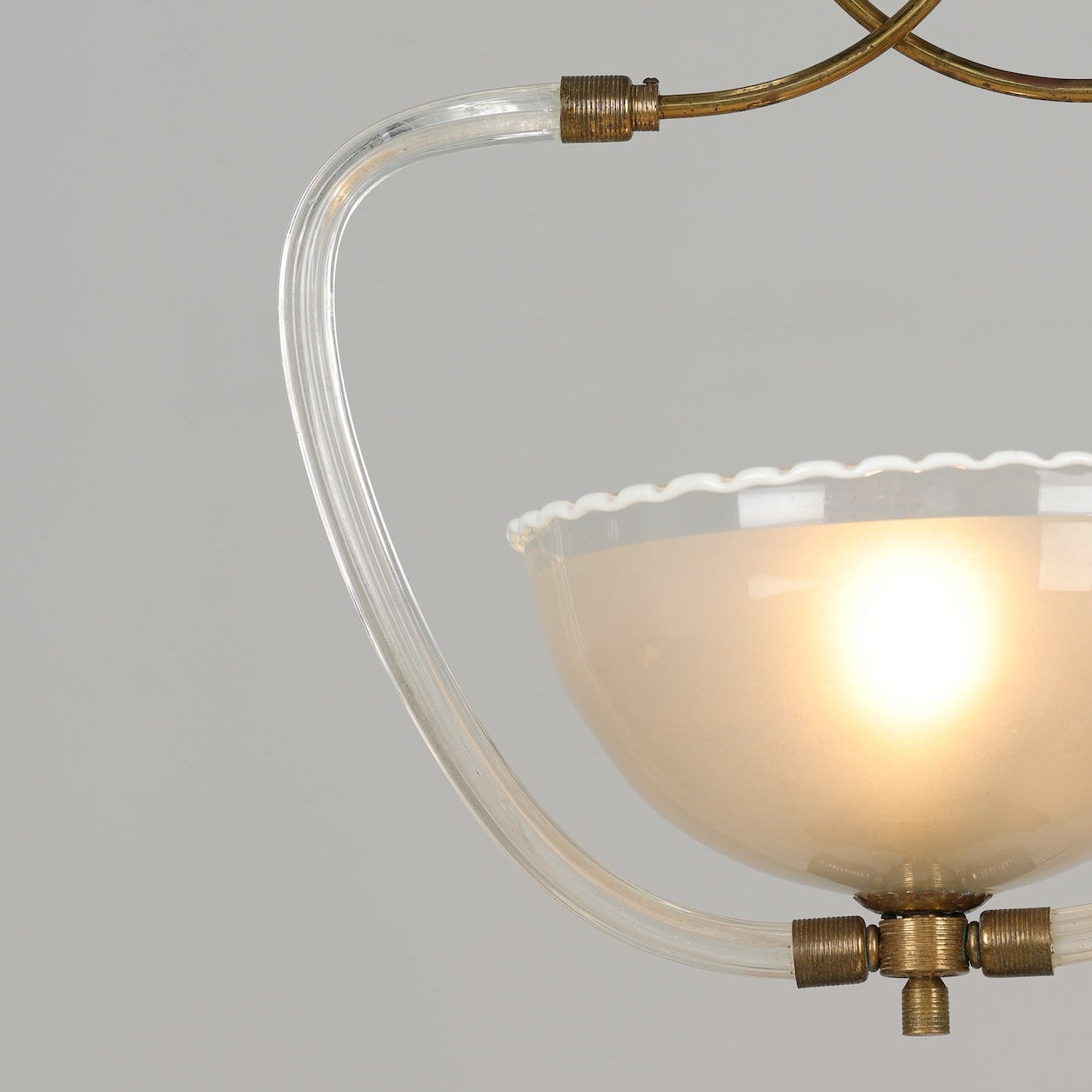 1940s Murano Glass Ceiling Pendant - Scalloped Bowl