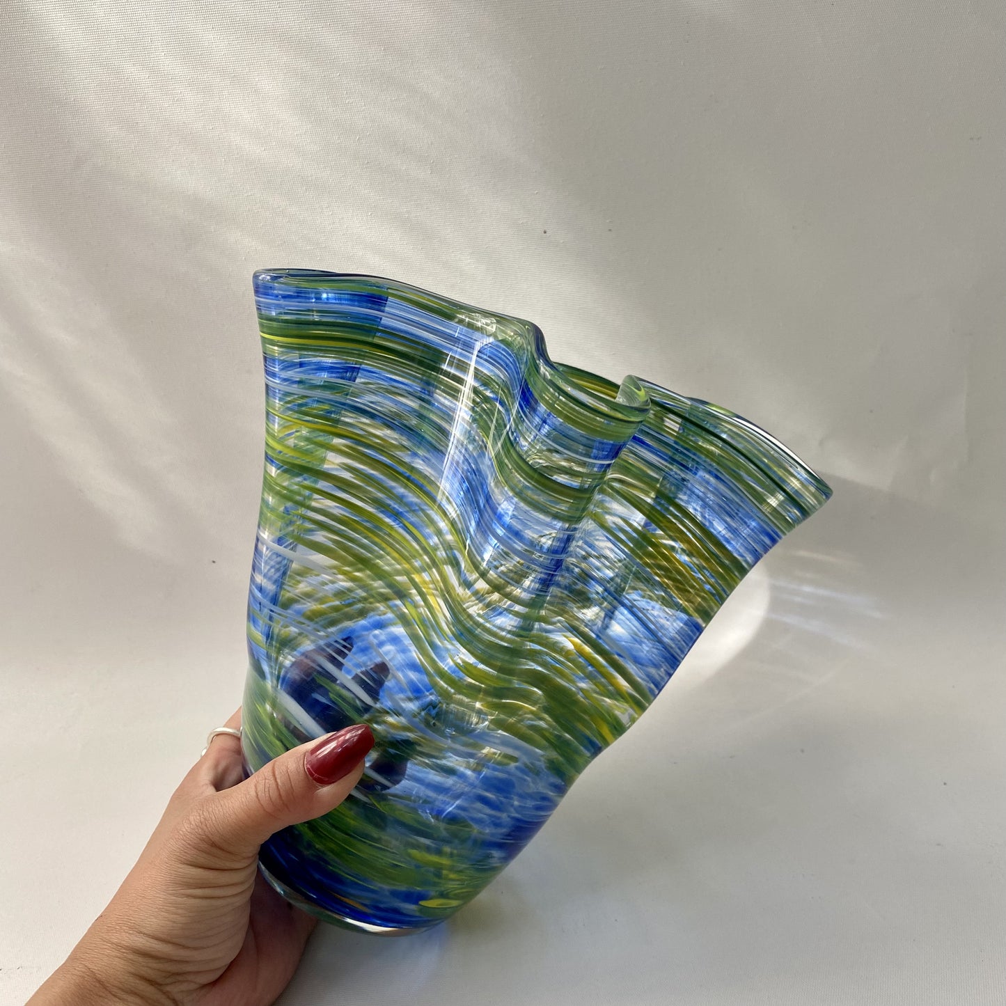 - Van Gogh Inspired Sea Water Blown Glass Vase