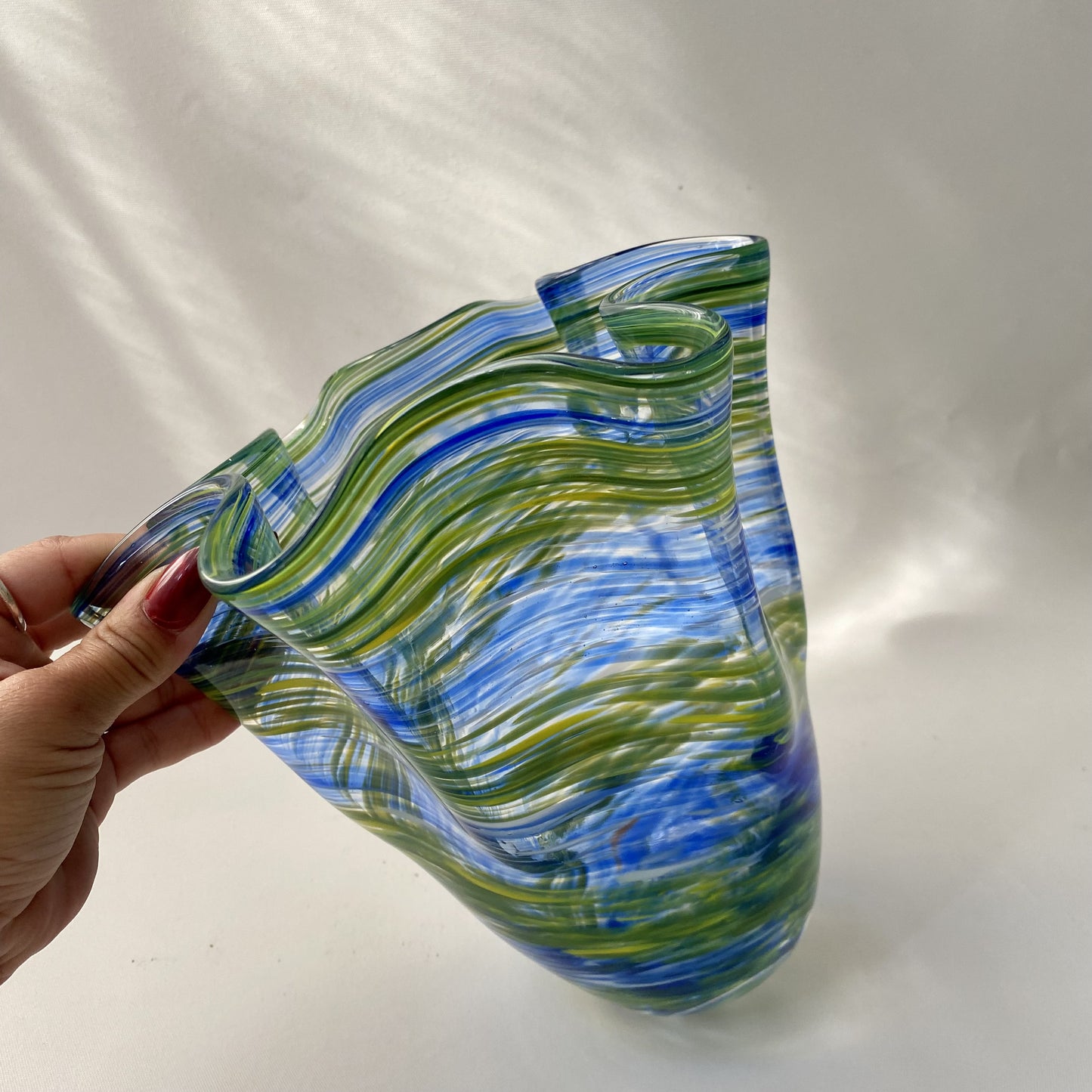 - Van Gogh Inspired Sea Water Blown Glass Vase