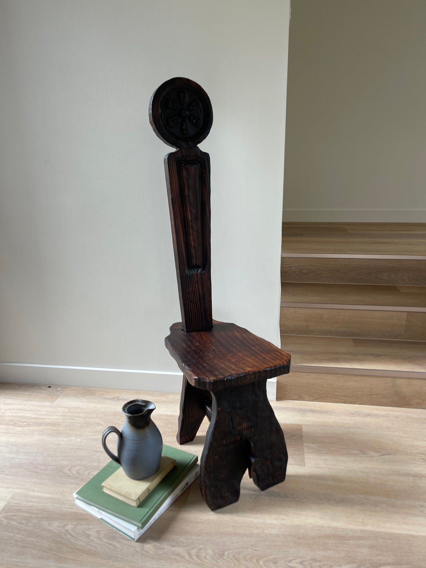 - Rustic Hand Carved Timber Stool