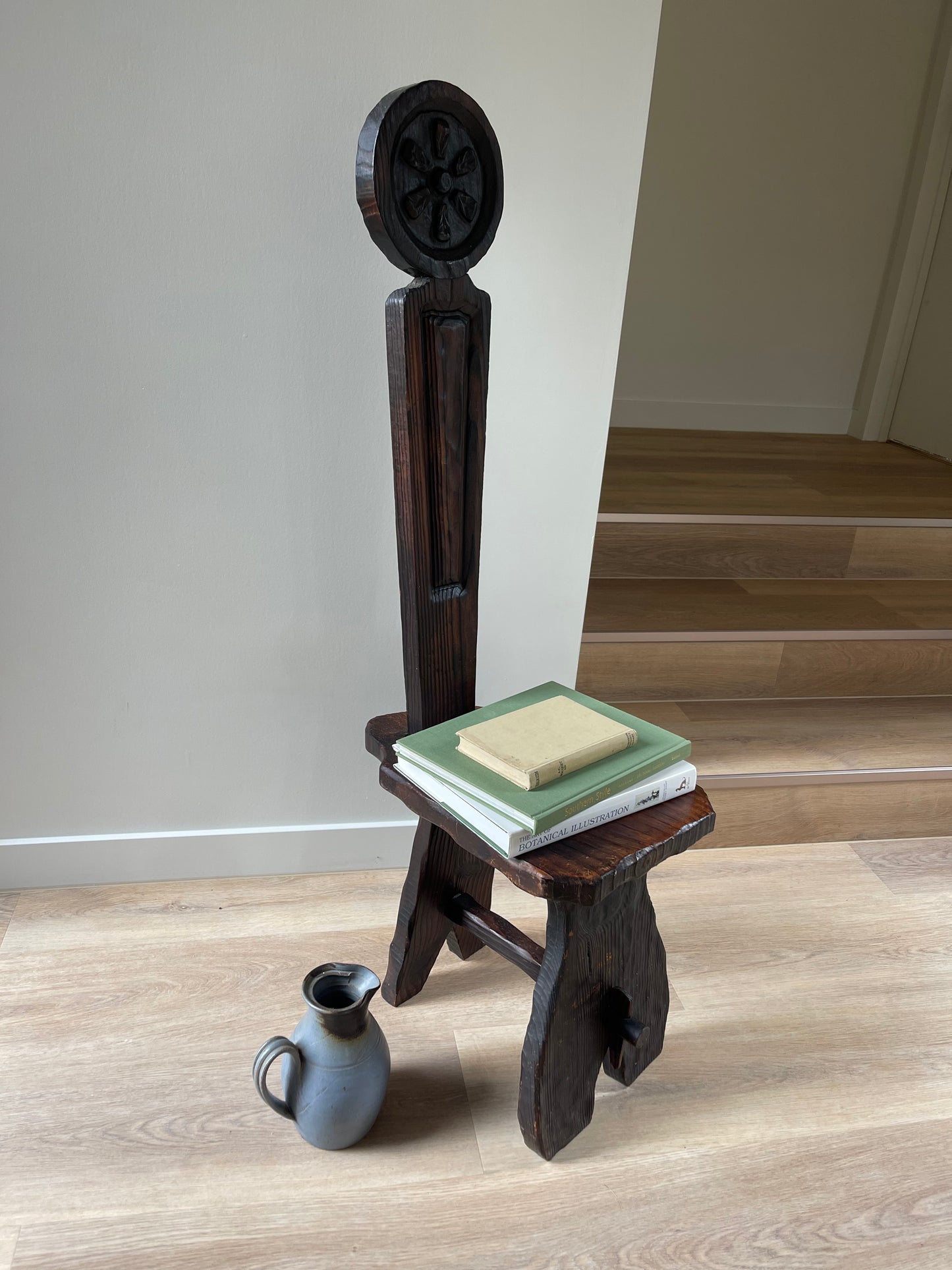 - Rustic Hand Carved Timber Stool