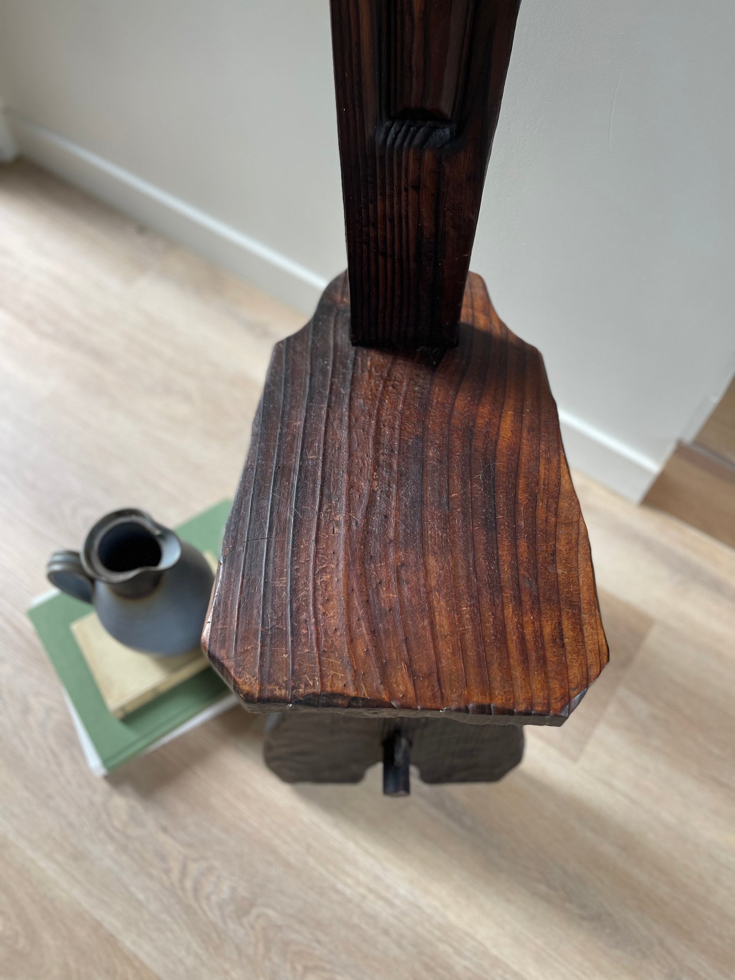 - Rustic Hand Carved Timber Stool