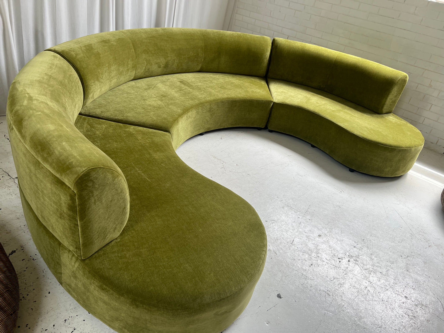 - Bespoke Olive Velvet Curved Modular Sofa