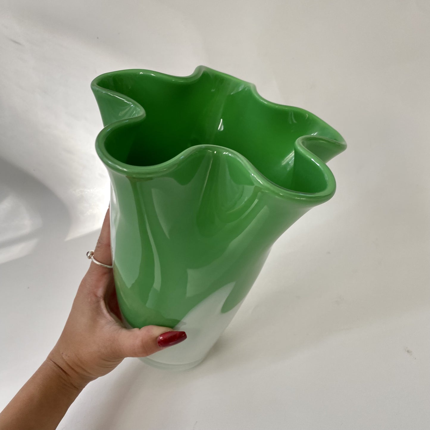 - Vintage Ruffled Handkerchief Two Tone Vase