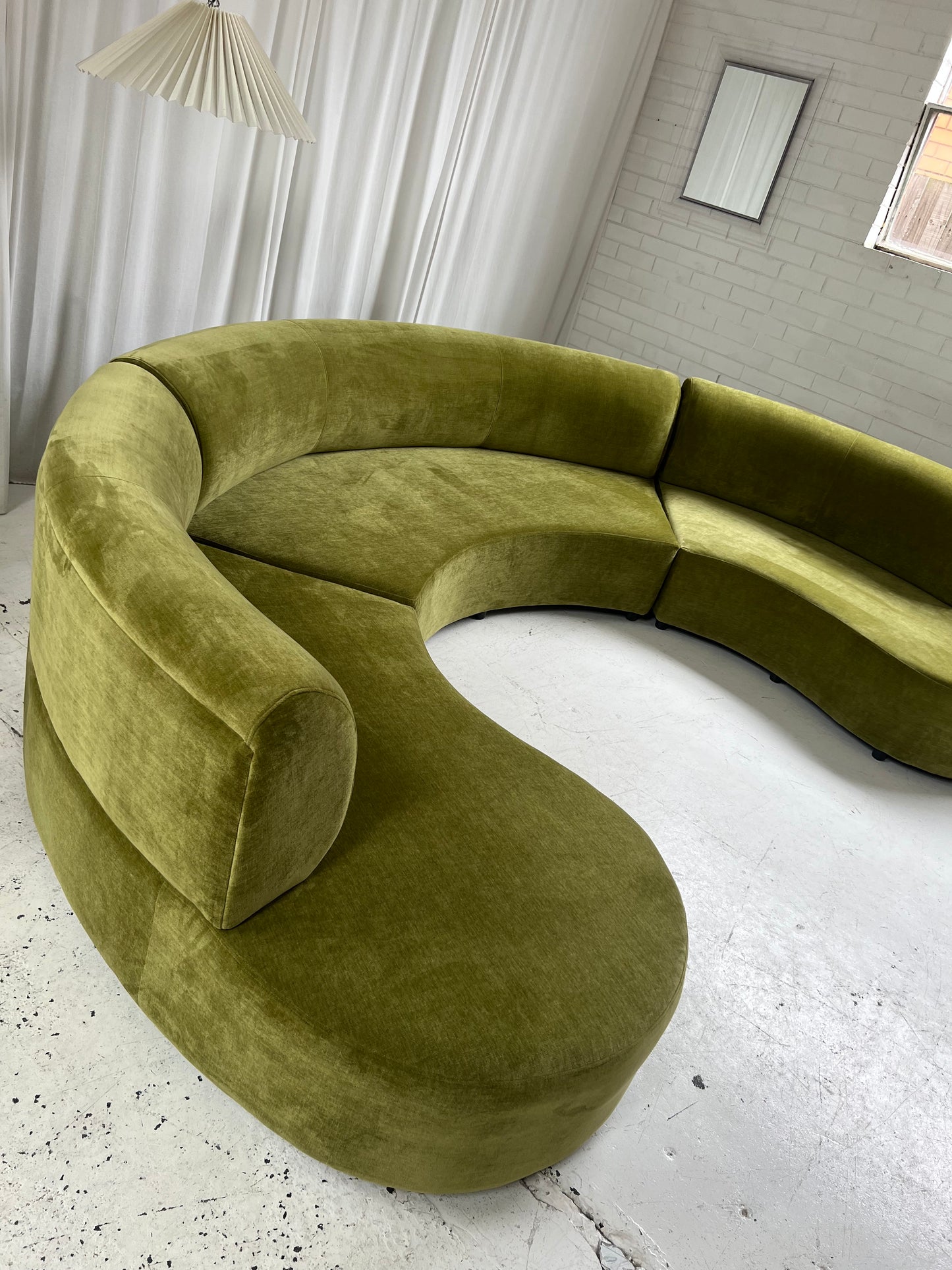 - Bespoke Olive Velvet Curved Modular Sofa