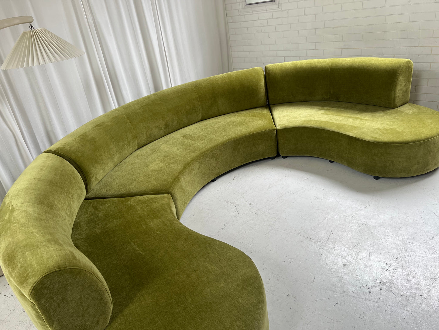 - Bespoke Olive Velvet Curved Modular Sofa