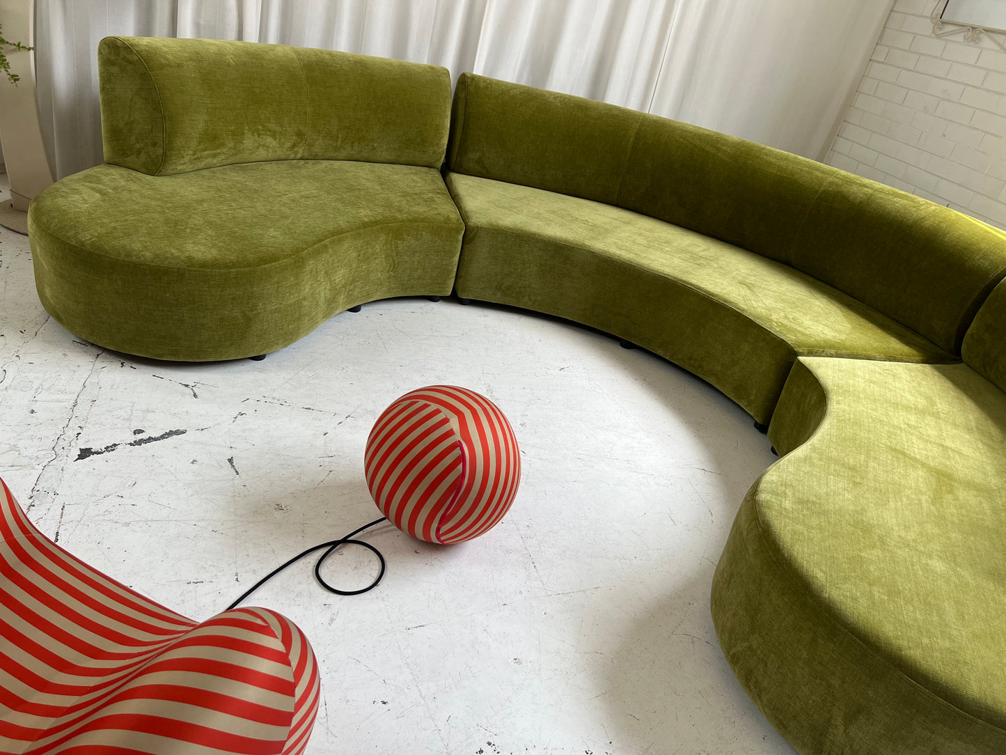 - Bespoke Olive Velvet Curved Modular Sofa
