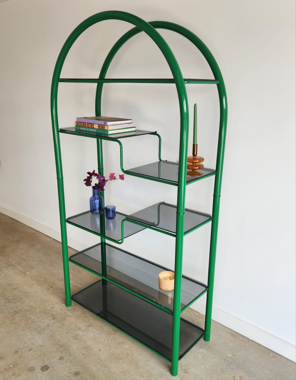 - Vintage Curved Green Bookshelf