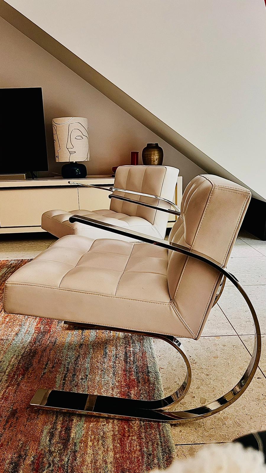 Set of Two Vintage 80s Leather Armchairs