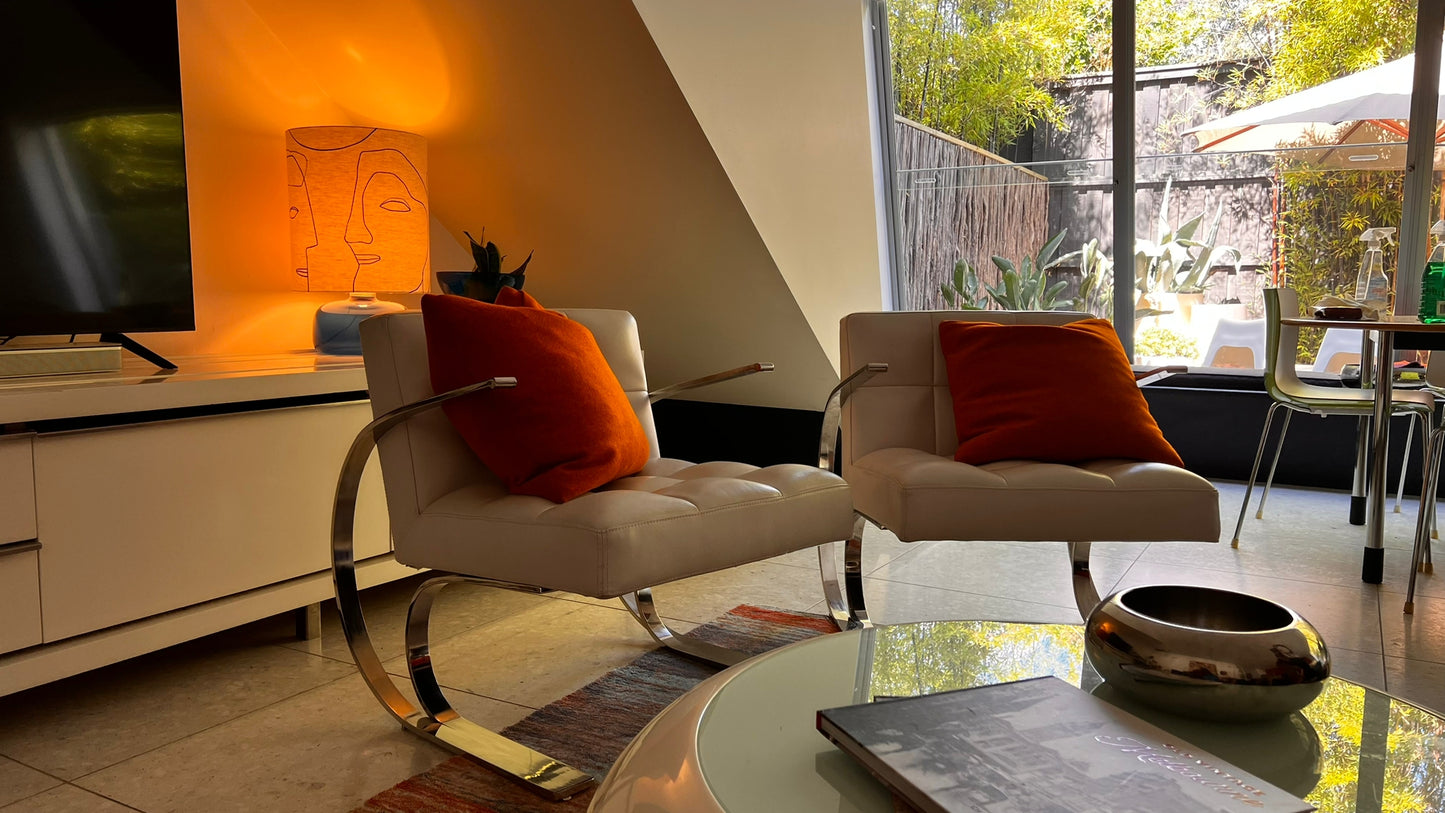 Set of Two Vintage 80s Leather Armchairs