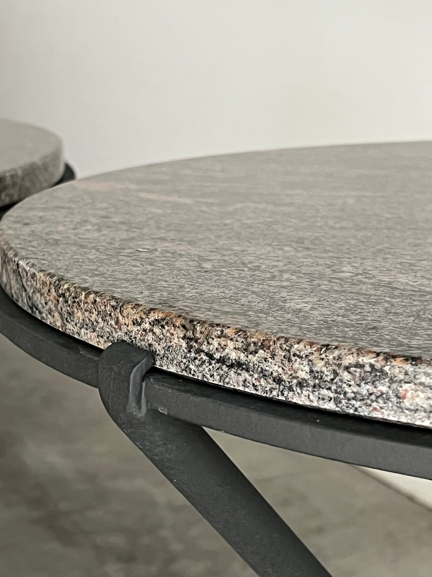 Vintage Italian Wrought Iron & Granite Tripod Side Table - Two Available