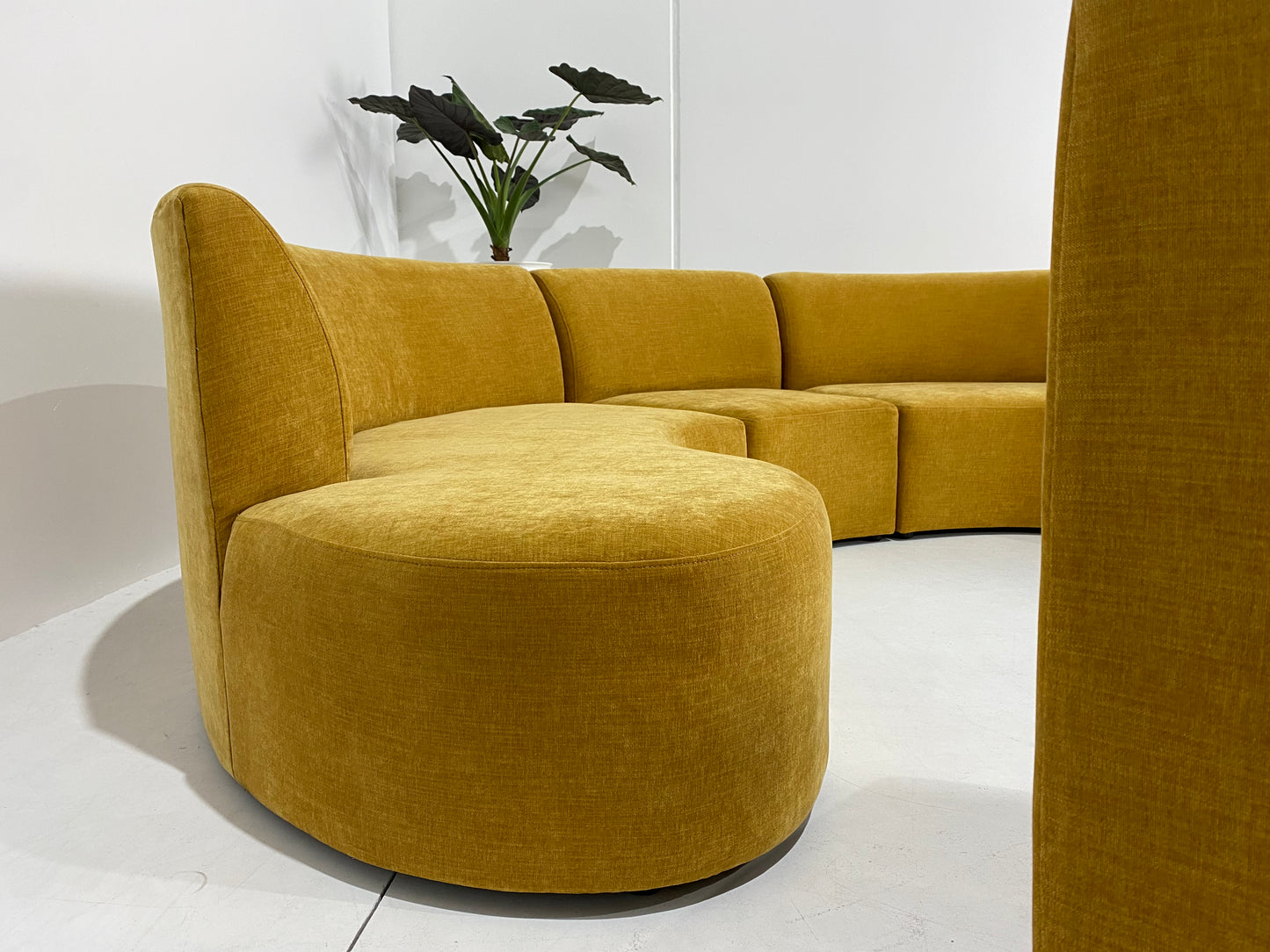 - Mustard Four Piece Curved Sofa Set