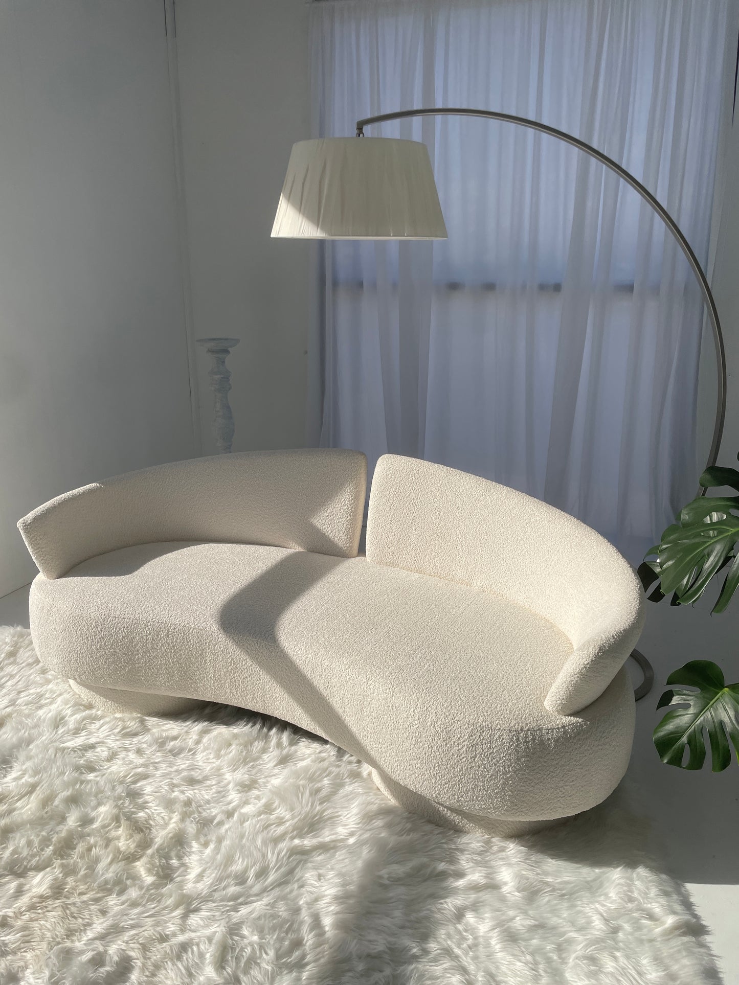 Bouclé Curved Sofa