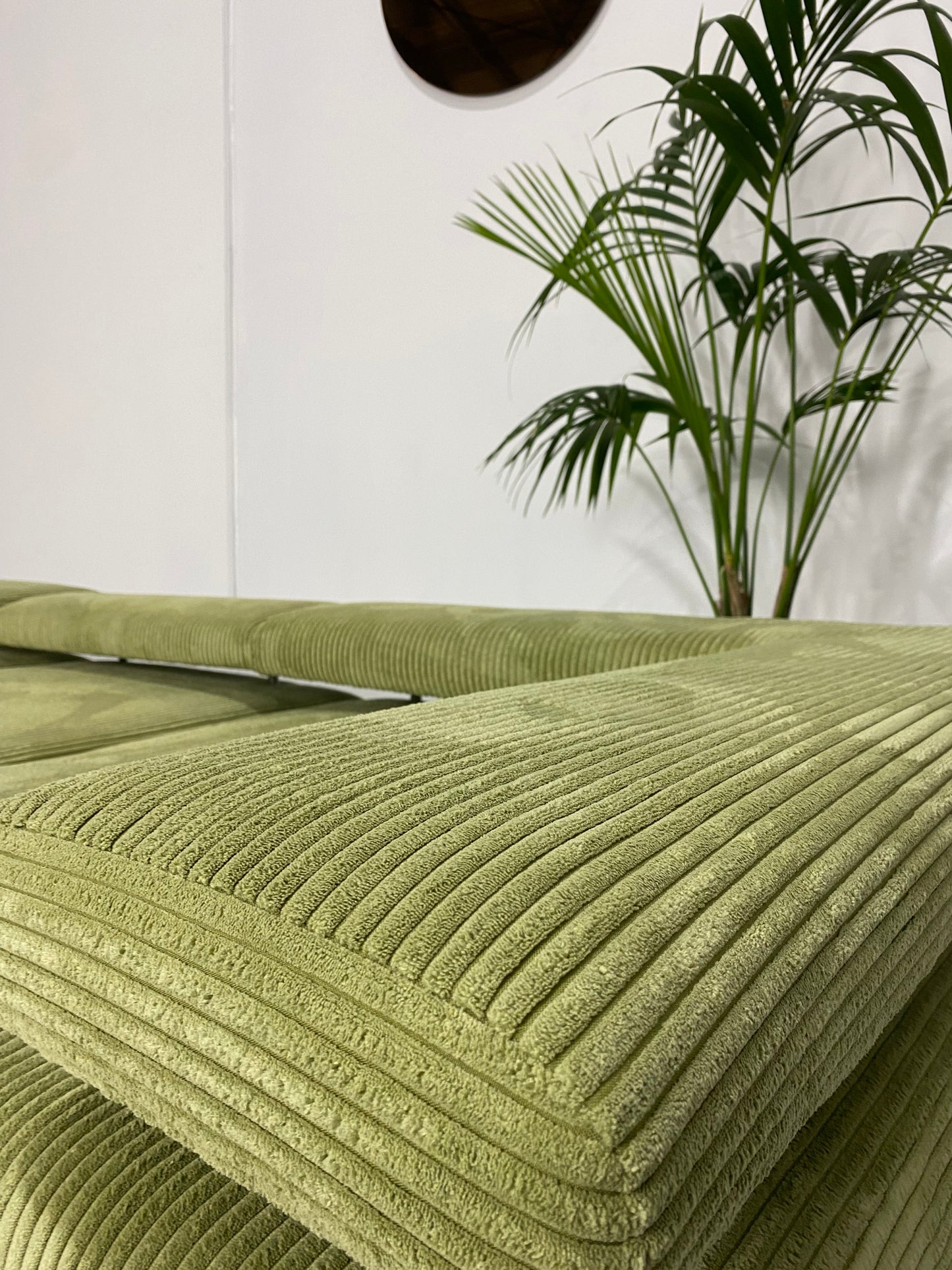 - Green Jumbo Corduroy Four Piece Modular Sofa