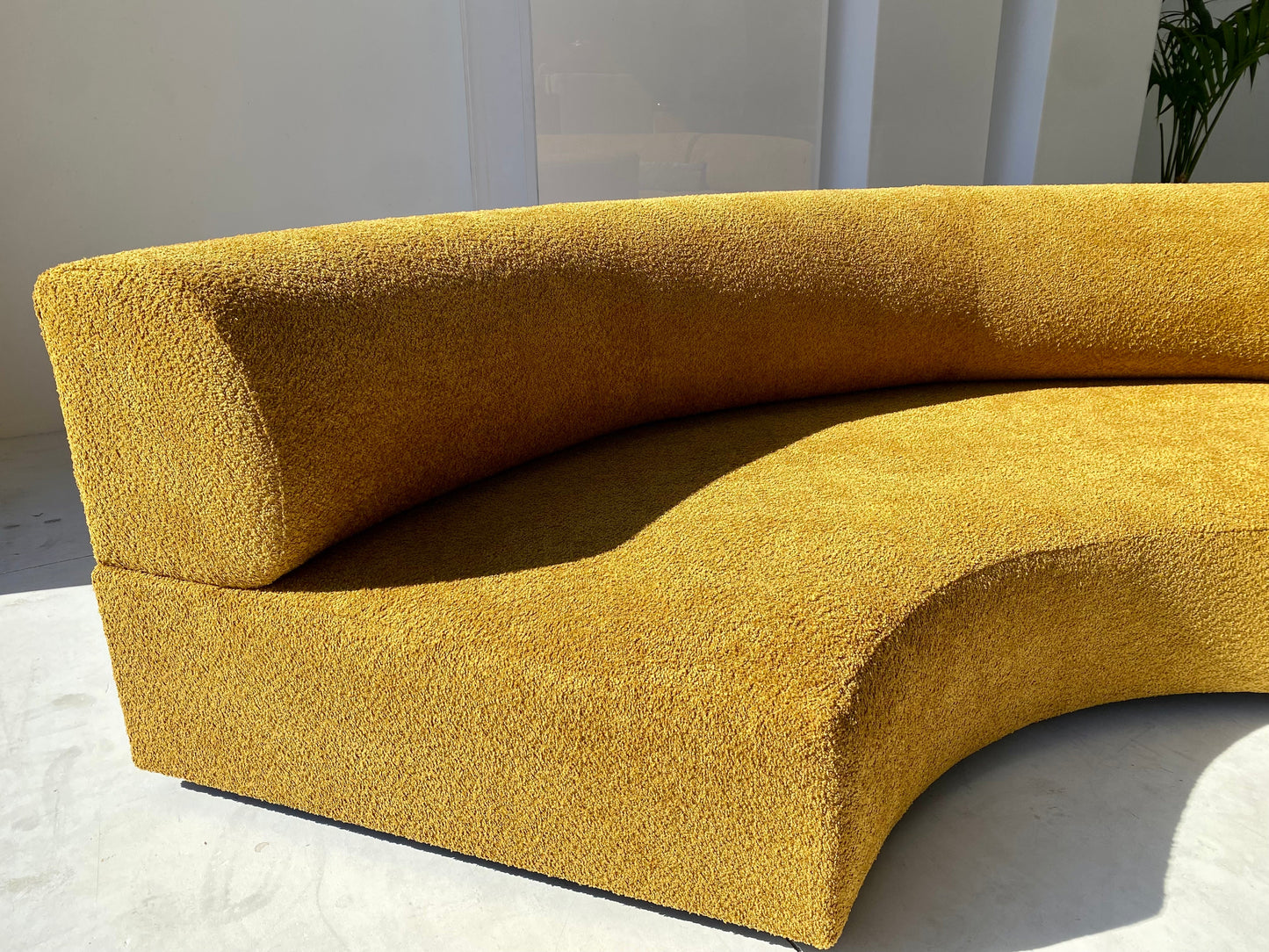 - Curved Mustard Bouclé Sofa Set