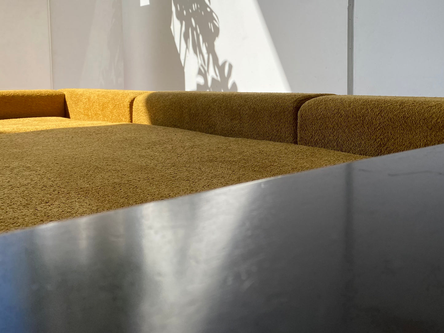 - Modular L-Seater Sofa in Mustard Bouclé