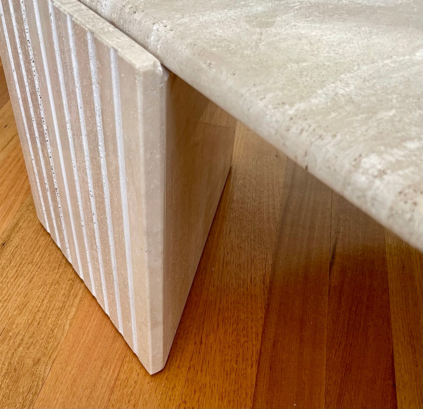 - Vintage Leaf Shaped Travertine Coffee Table