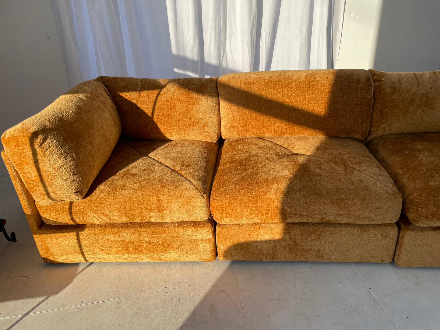 - Burnt Amber Three Piece Modular Sofa